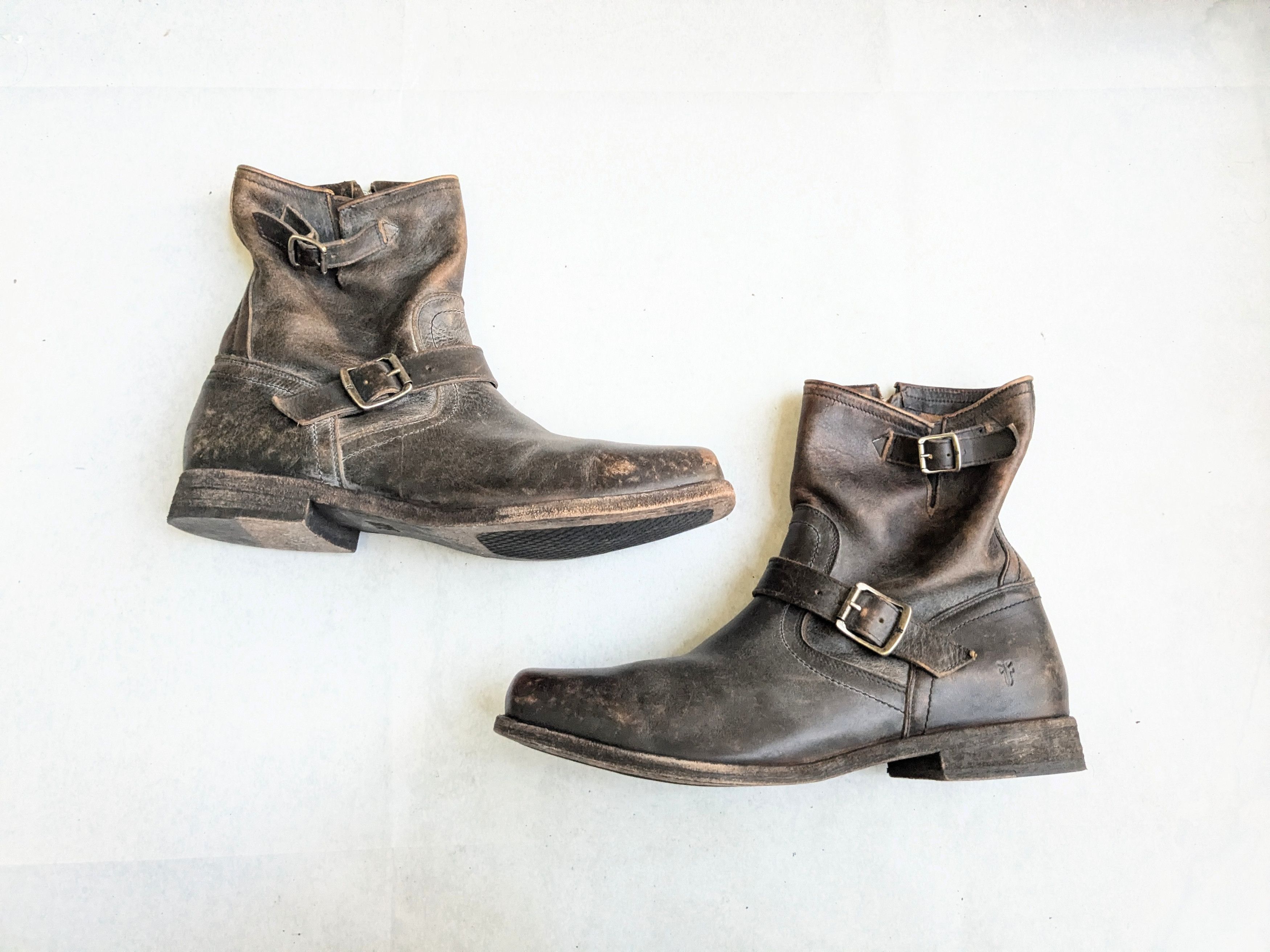 Frye Engineer Boots Brown Leather 11.5 M Leather Buckle