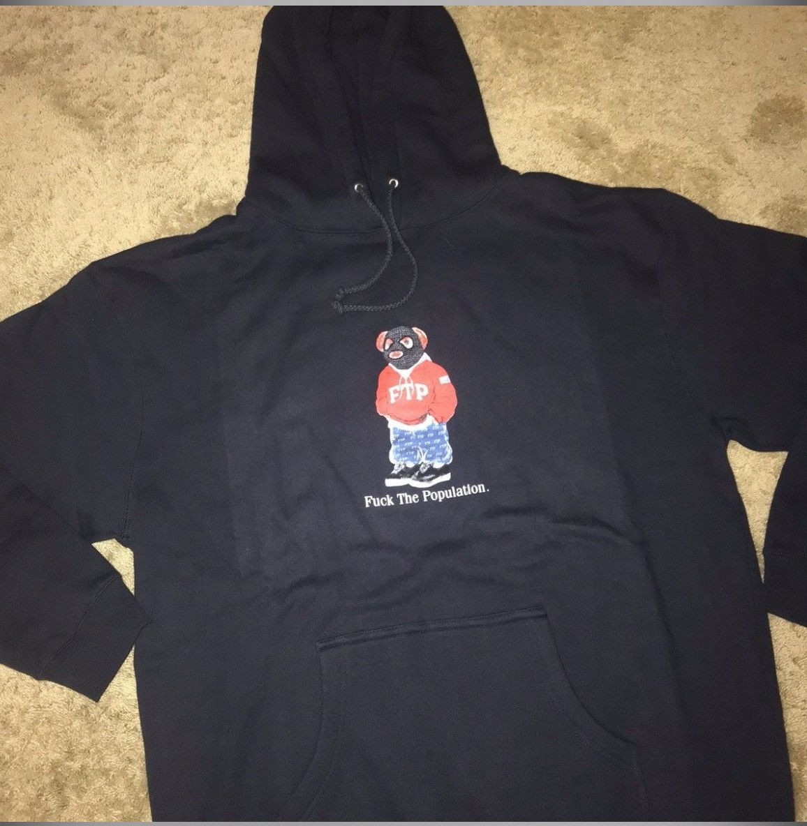 Fuck The Population FTP Bear 🐻 Navy Pull Over Hoodie - sz XL Size US XL / EU 56 / 4 - 2 Thumbnail