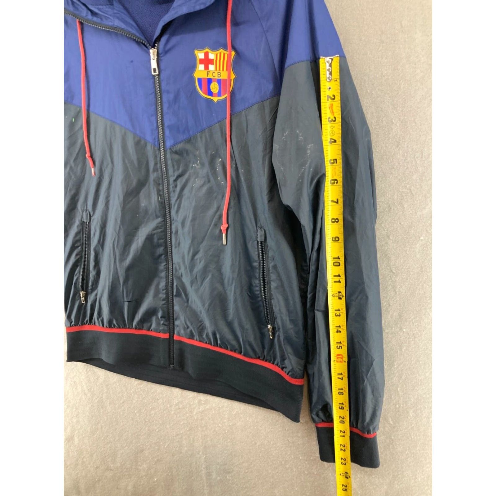 Nike Nike Mens Colorblock Zip Windbreaker Hooded Jacket Medium Blue Soccer FCB - Streetwear Athletic Sports Size US M / EU 48-50 / 2 - 4 Thumbnail