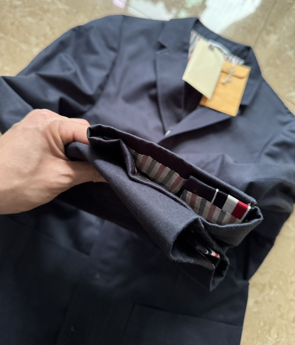 Thom Browne SQUARE CUT SHELL PATCH POCKET JACKET Size 38R - 8 Thumbnail