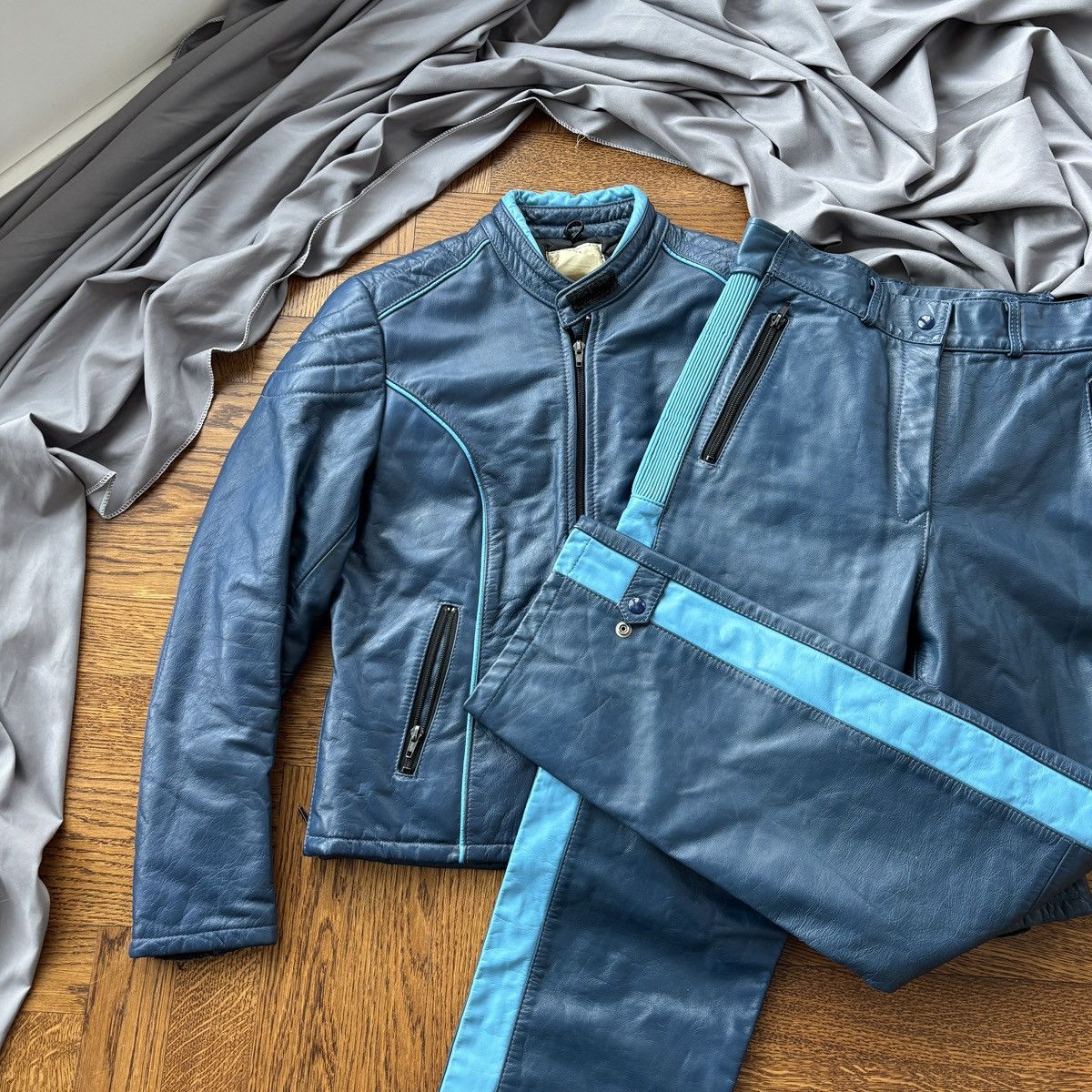 Indian Motorcycle × Vintage 1980s Vintage Leather Motorcycle Suit Set Jacket & Pants 70s Size 38R - 1 Thumbnail