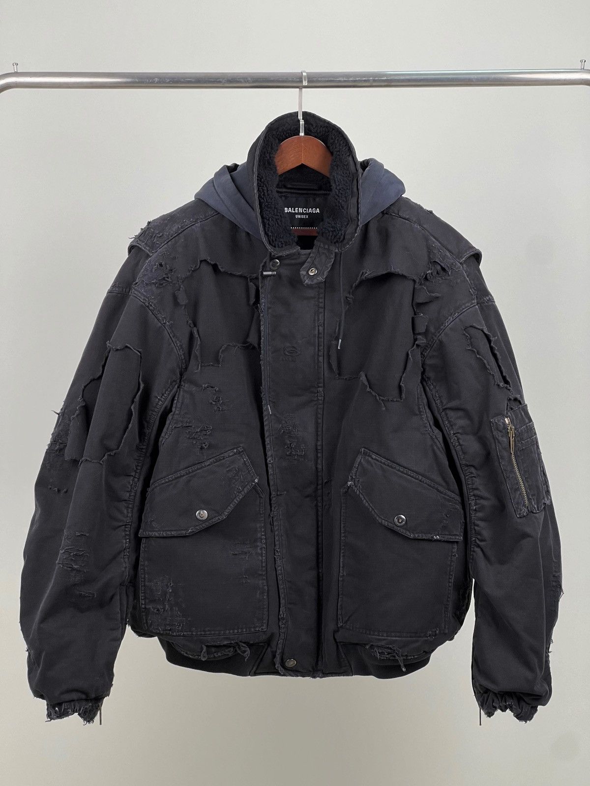 Balenciaga Destroyed Bomber | Grailed