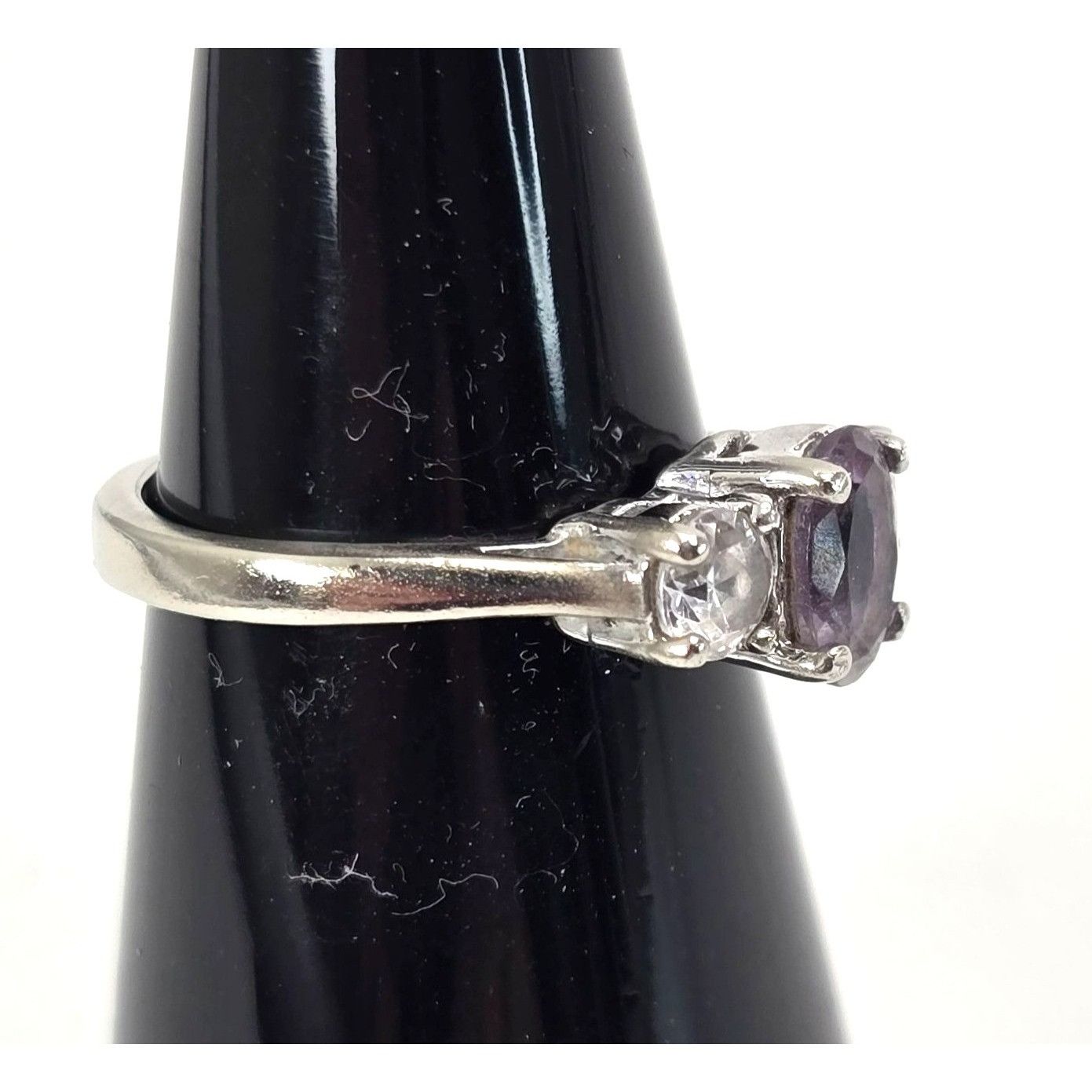 Other Amethyst & White Topaz Sterling Silver Ring Size 5.75 Elegan Size ONE SIZE - 13 Thumbnail