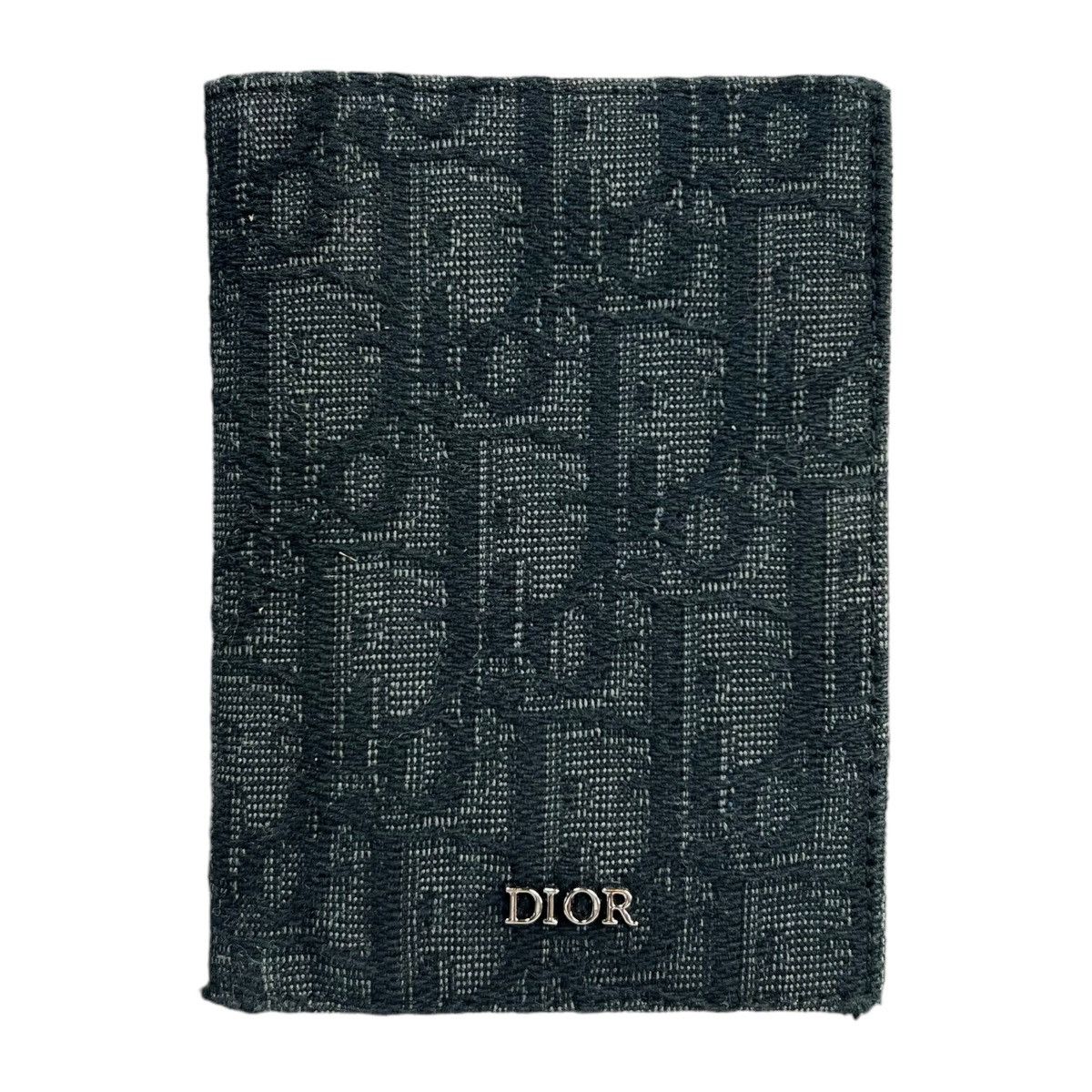 image of Dior Oblique Jacquard Monogram Card Holder Wallet in Black, Men's