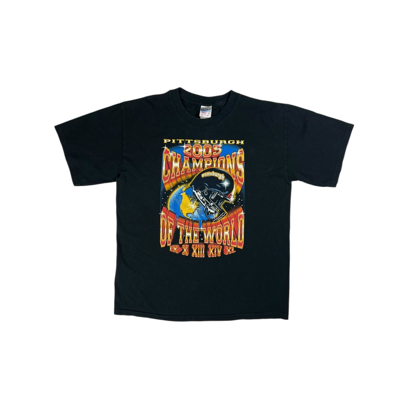 Gildan × NFL × Vintage 2005 Pittsburgh Steelers Champions of the world faded tee Size US L / EU 52-54 / 3 - 1 Thumbnail