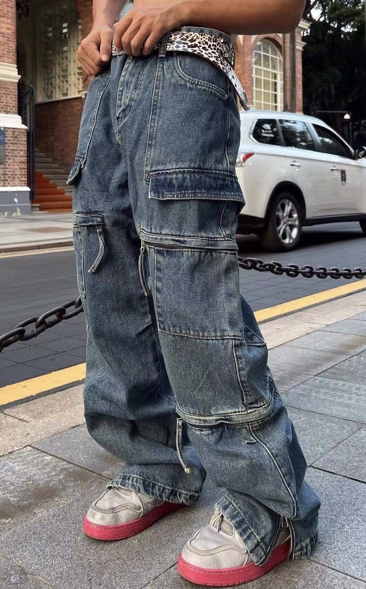 Japanese Brand × Jean Multi pocket utility grunge cargo jeans unisex Size US 32 / EU 48 - 3 Thumbnail