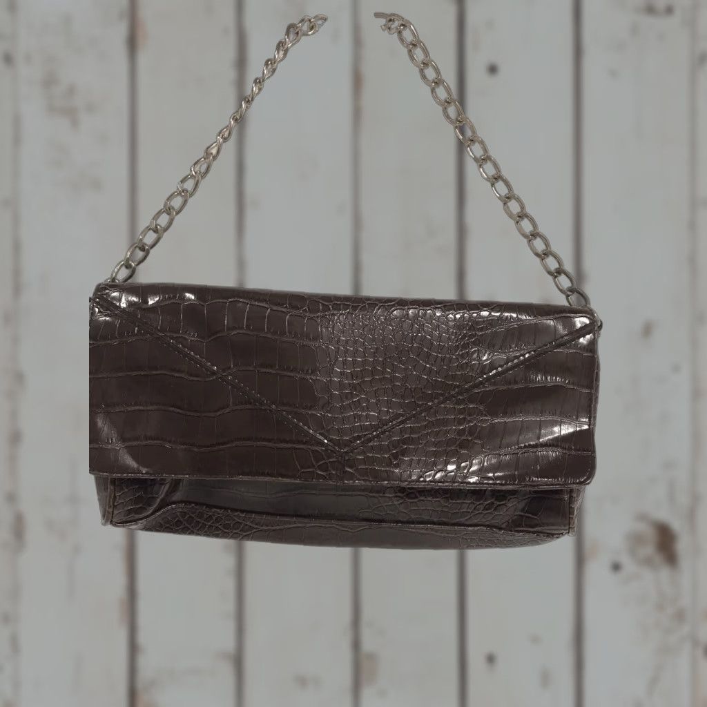 Crocs Kristin Davis Women's Croc Embossed Clutch Bag - Dark Brown, Medium, Chain Strap, Formal & Casual Elegant Style Size ONE SIZE - 1 Thumbnail