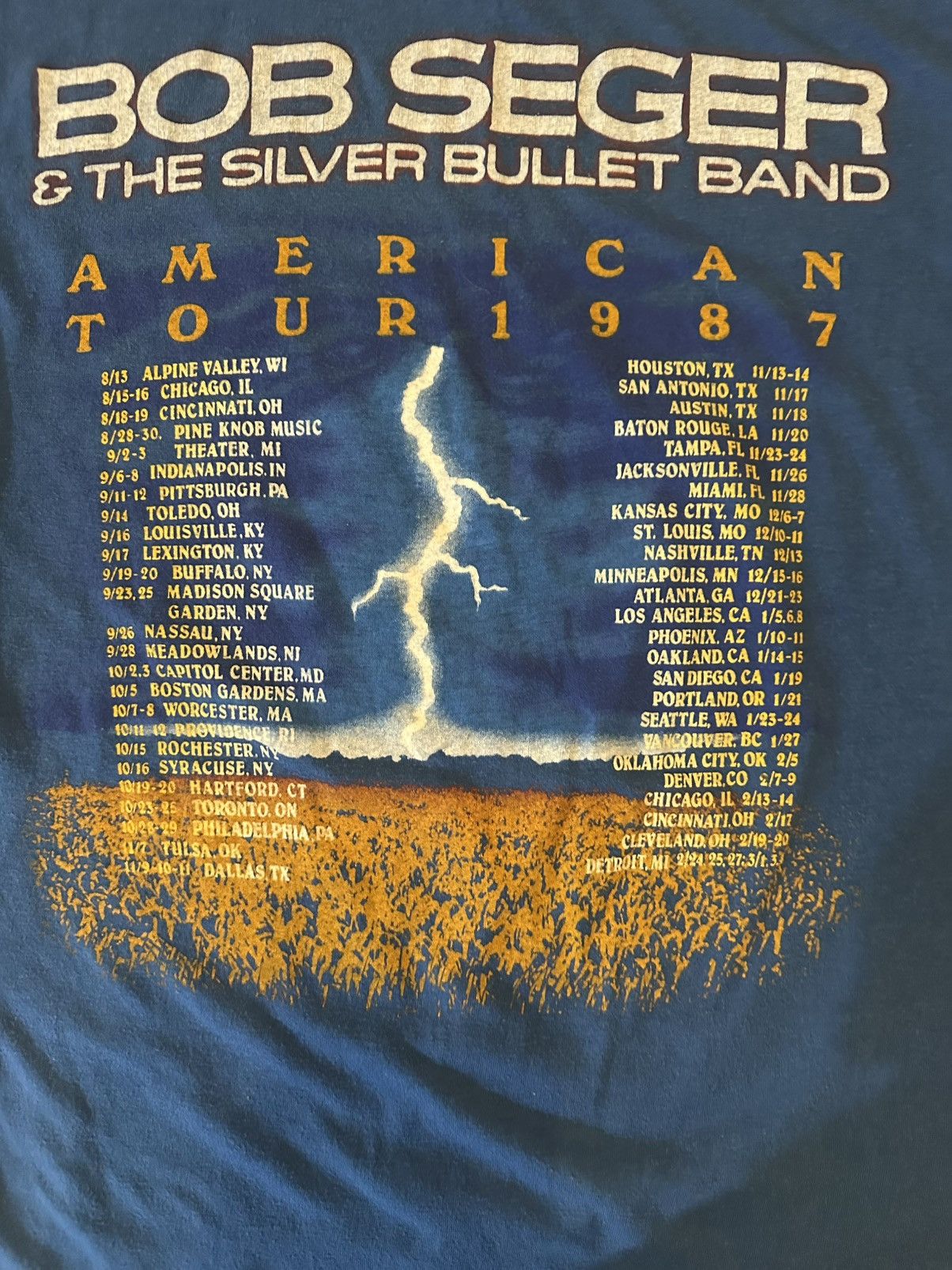 Anvil Bob Seger 1987 American Storm Tour Tee Shirt Size M / US 6-8 / IT 42-44 - 6 Thumbnail