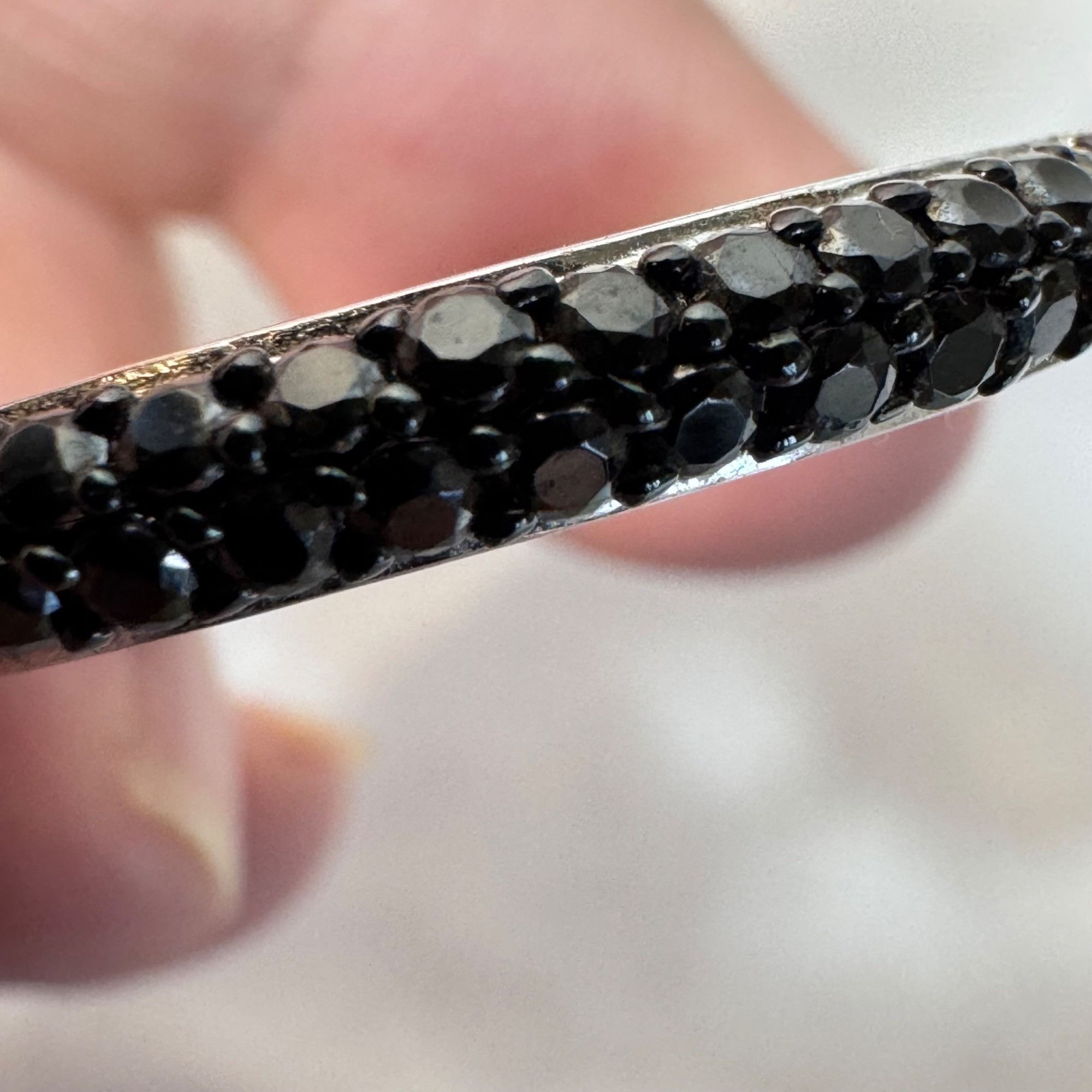 Other VTG Sterling Silver 925 Black Cubic Zirconia Hinged Hoop Ear Size ONE SIZE - 7 Thumbnail