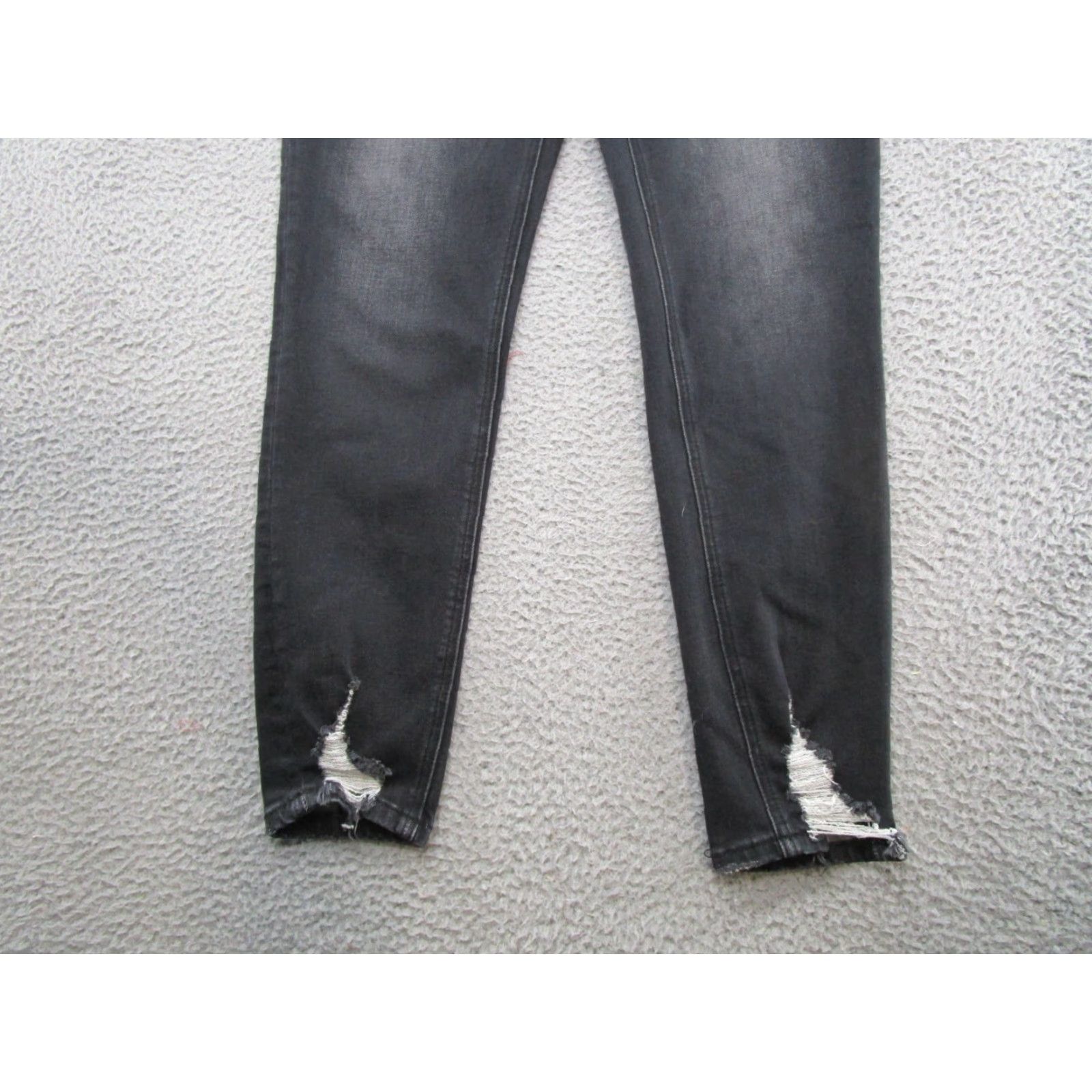 Vintage Kancan Maurices Women's Distressed Skinny Ankle Jeans Size 32 Black Stretch Size 24" / US 00 / IT 34 - 2 Thumbnail