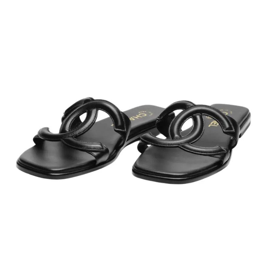 Chanel os11x0526 Vintage CC Slide Sandals in Black Size US 10 / IT 40 - 2 Thumbnail