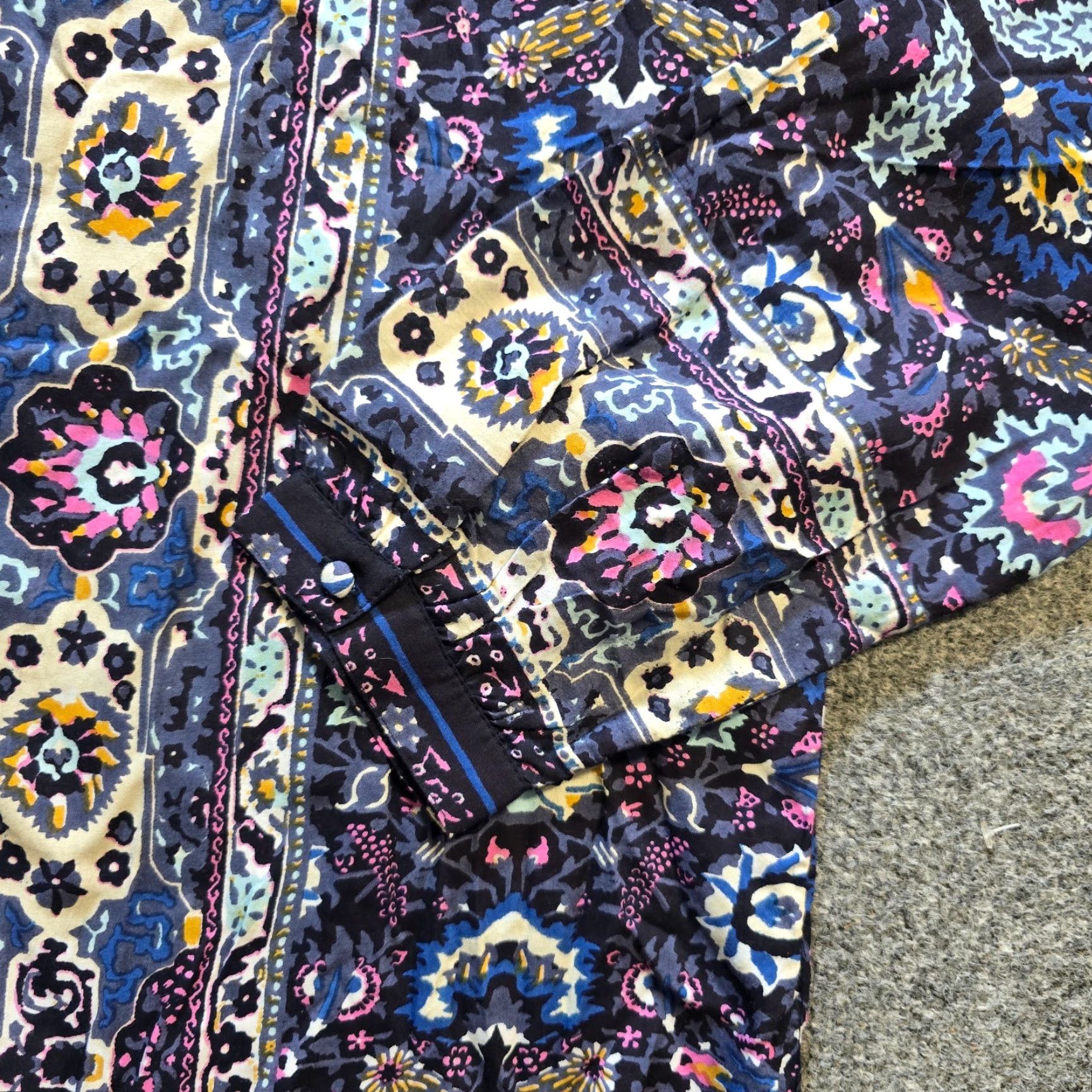 Lucky Brand Lucky Brand Top Womens Large Blue Button Long Sleeve Boho Hippie Artsy Casual Shirt Size L / US 10 / IT 46 - 3 Thumbnail