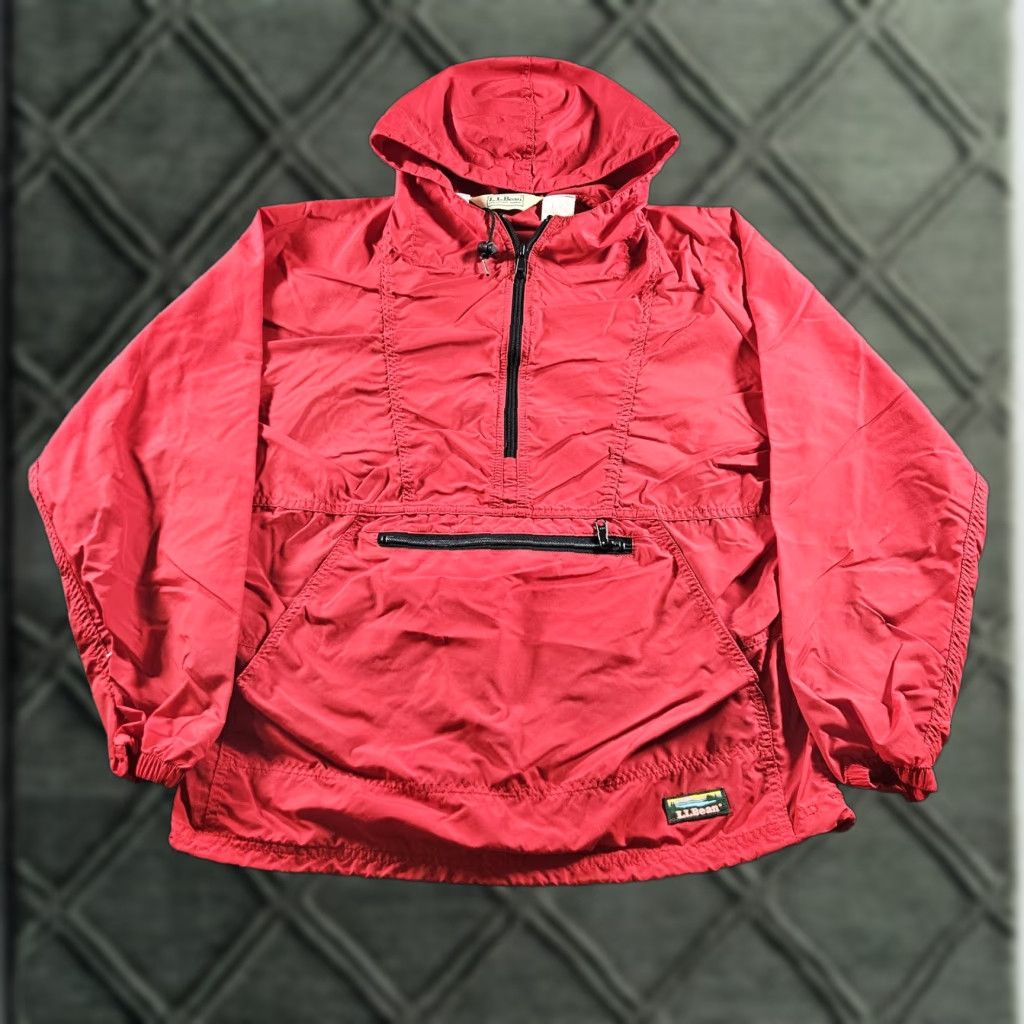 Vintage L.L. Bean Jacket Mens M Red Nylon Hooded Anorak 1/4 Zip Pullover Outdoor Pockets Zipper Size US M / EU 48-50 / 2 - 1 Thumbnail