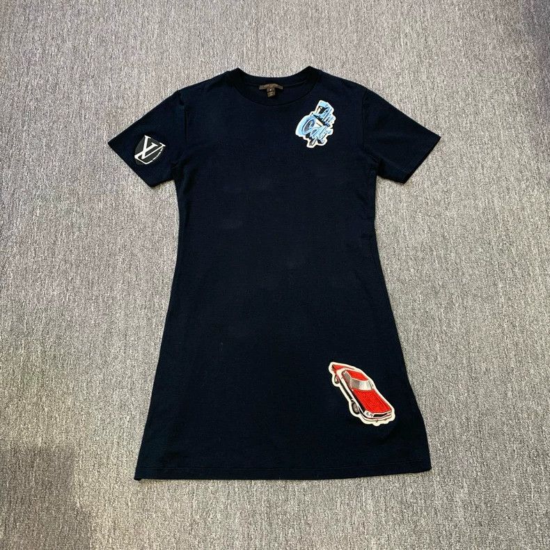 Louis Vuitton Louis Vuitton Black Embroidered Logo Dress Size S / US 4 / IT 40 - 2 Thumbnail