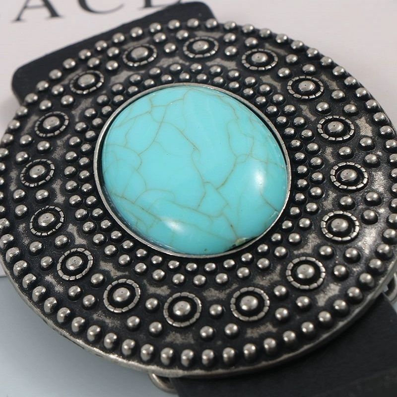 Designer Turquoise stone Belt Riveted Belts Menswear Accessories Size ONE SIZE - 3 Thumbnail