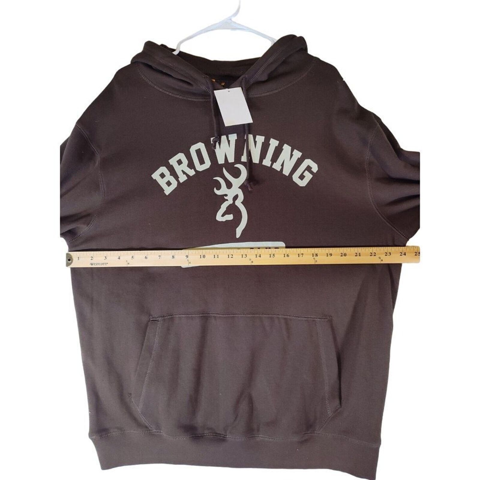 & Other Stories Browning Hoodie Mens Size Large Brown Front Pocket Spellout Size US L / EU 52-54 / 3 - 3 Thumbnail