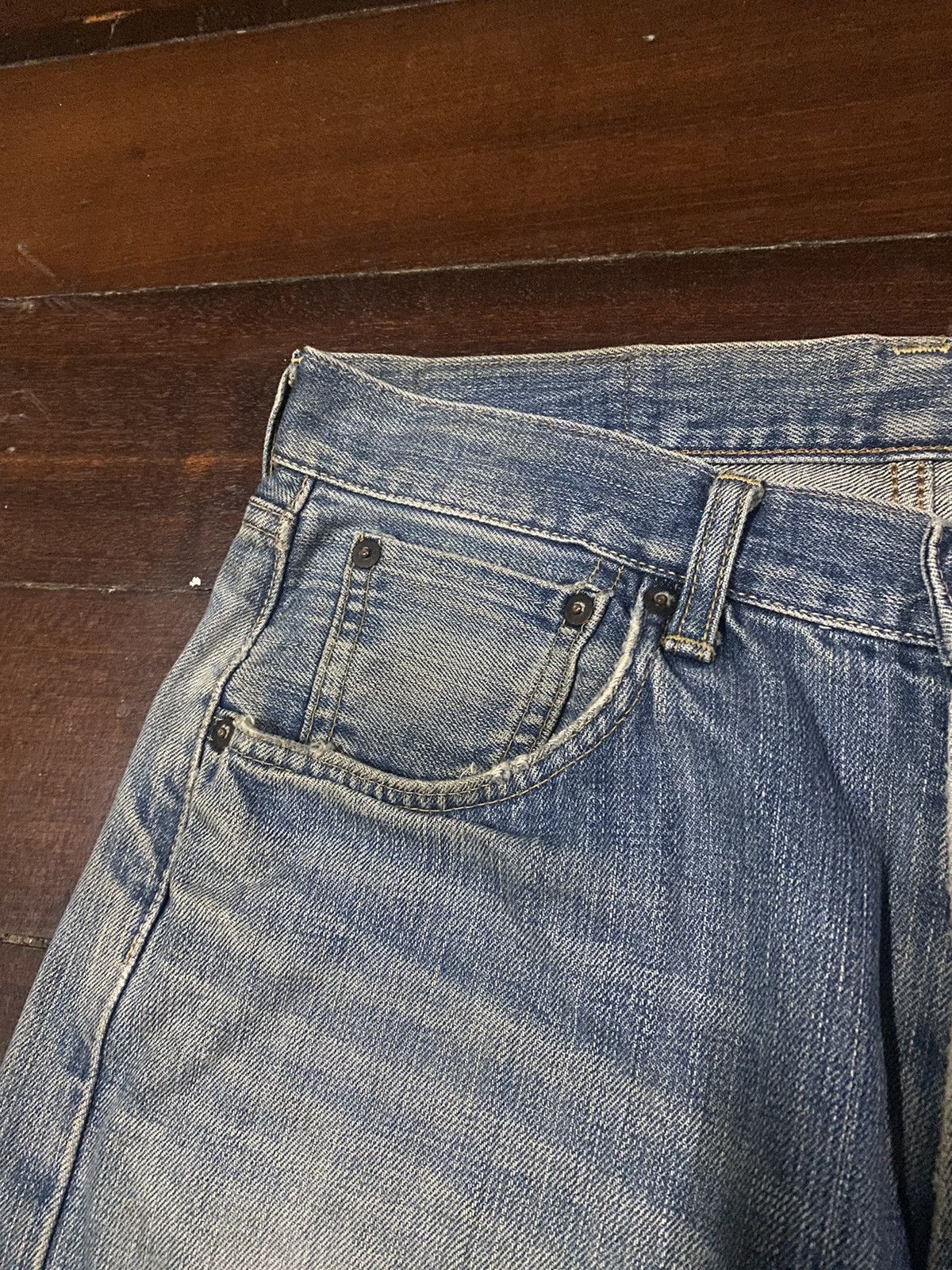 Edwin Vintage 90s Edwin 505 Selvedge Distressed Denim Jeans BAGGY Size US 32 / EU 48 - 7 Thumbnail