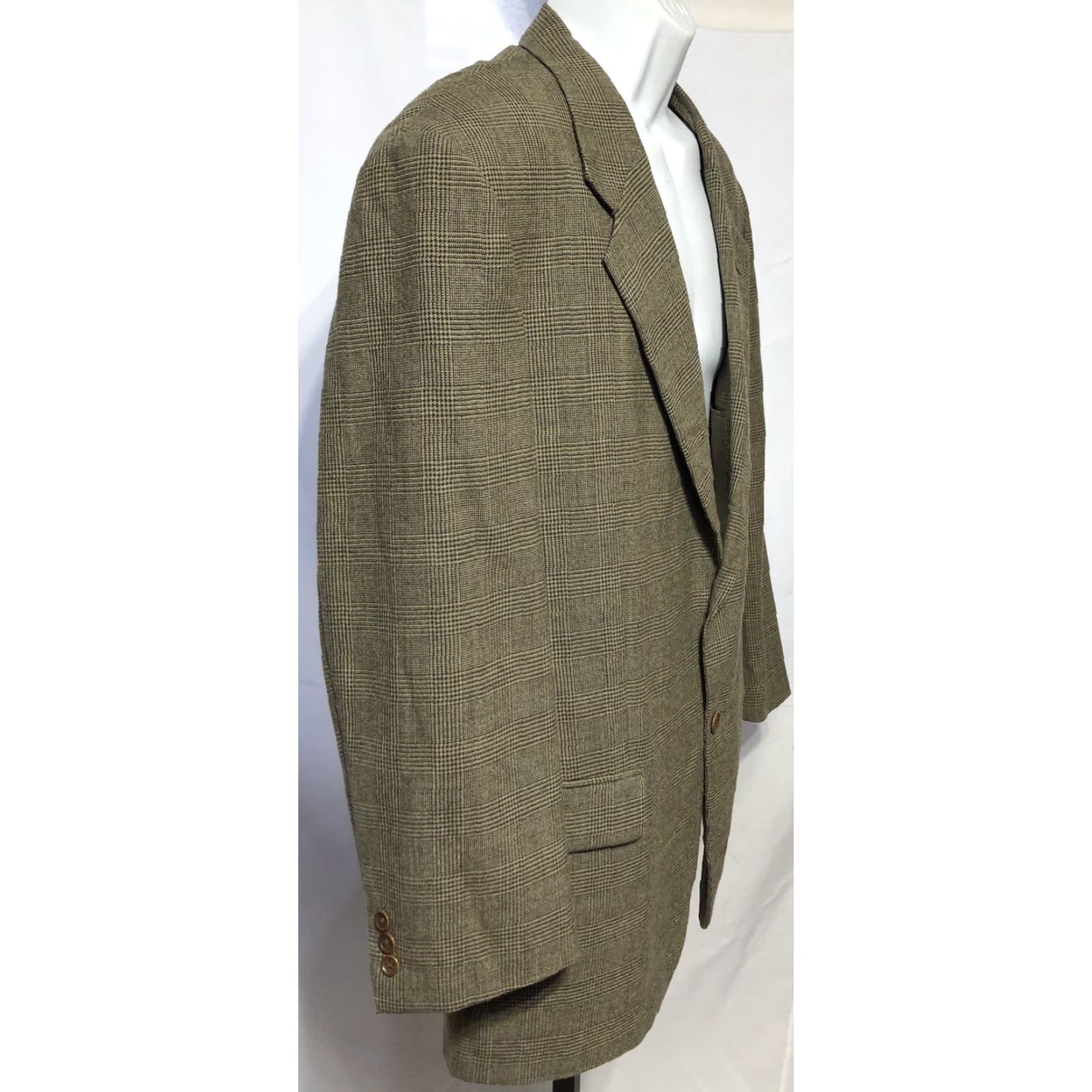 Valentino VINTAGE Valentino blazer jacket US 46R Eur 56R Brown Plaid Wool Men Blazer 80s 90s Notch Lapel Size 46R - 3 Thumbnail