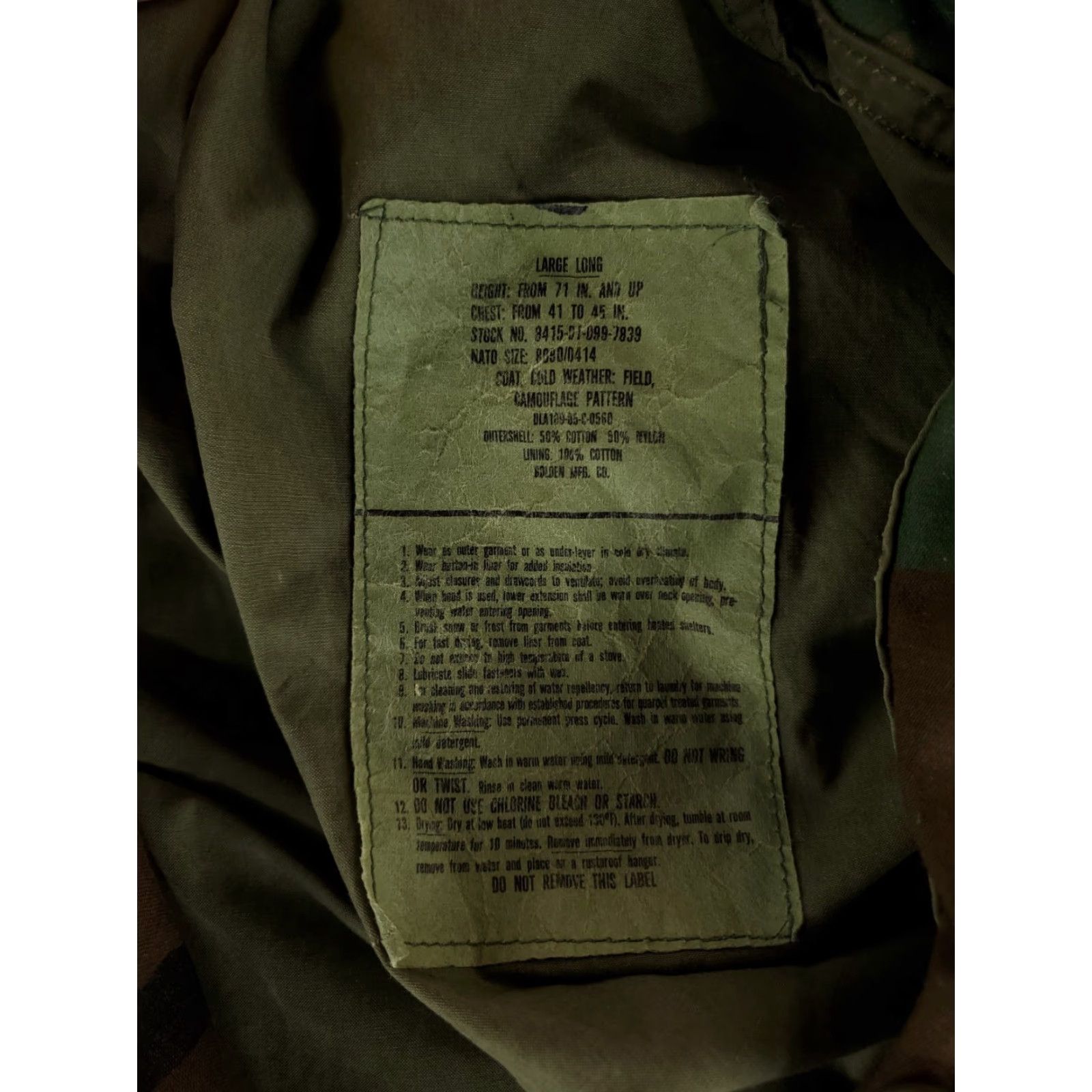 Vintage US Army M65 Jacket Woodland Camo Full Zip Cold Weather Mens LT Long Jacket Size US L / EU 52-54 / 3 - 5 Thumbnail