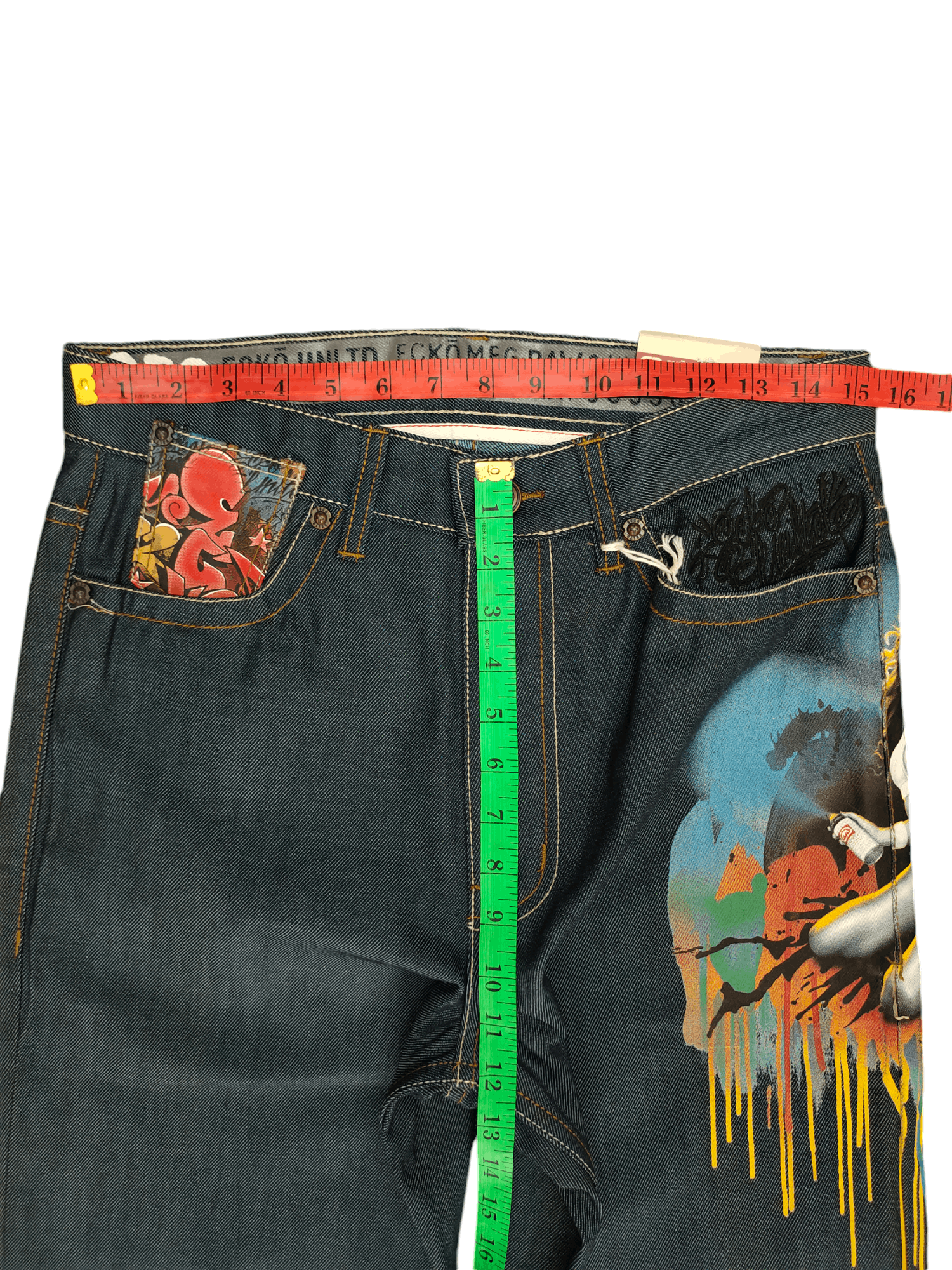 Ecko Unltd. Vintage Y2k Ecko Naked Girl Graffiti Print Baggy Denim Jeans Size US 30 / EU 46 - 9 Thumbnail