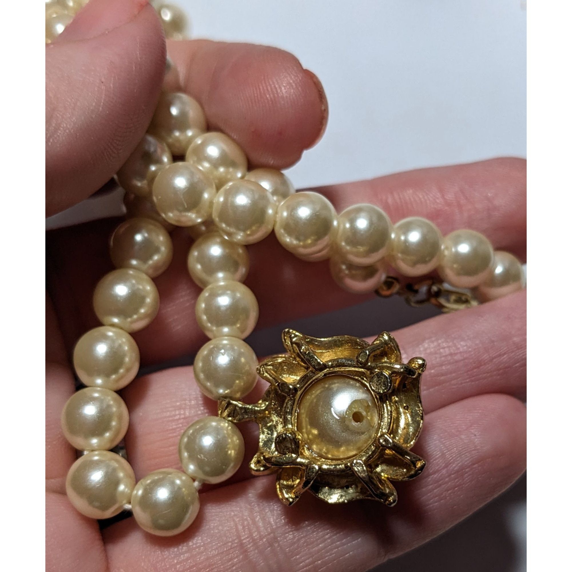 Other Vintage Floral Gold Pearl Rhinestone Pendant Necklace Size ONE SIZE - 11 Thumbnail