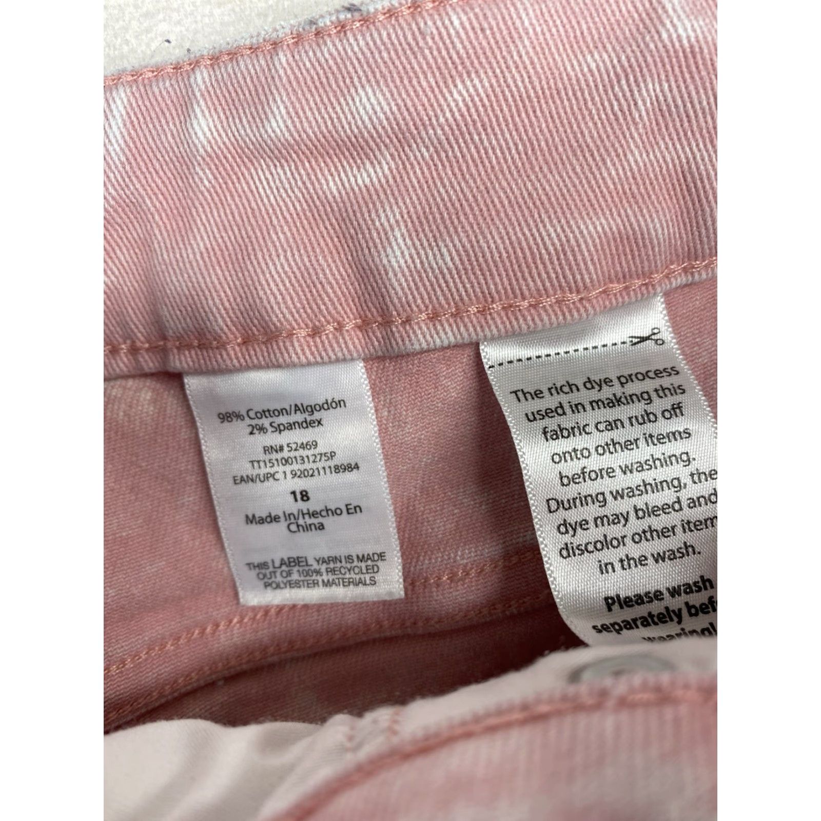 Vintage Time And Tru Jeans Womens 18 Pink Tie Dye Button Fly Denim High Rise Crop Jeans Size 40" / US 18 - 4 Thumbnail