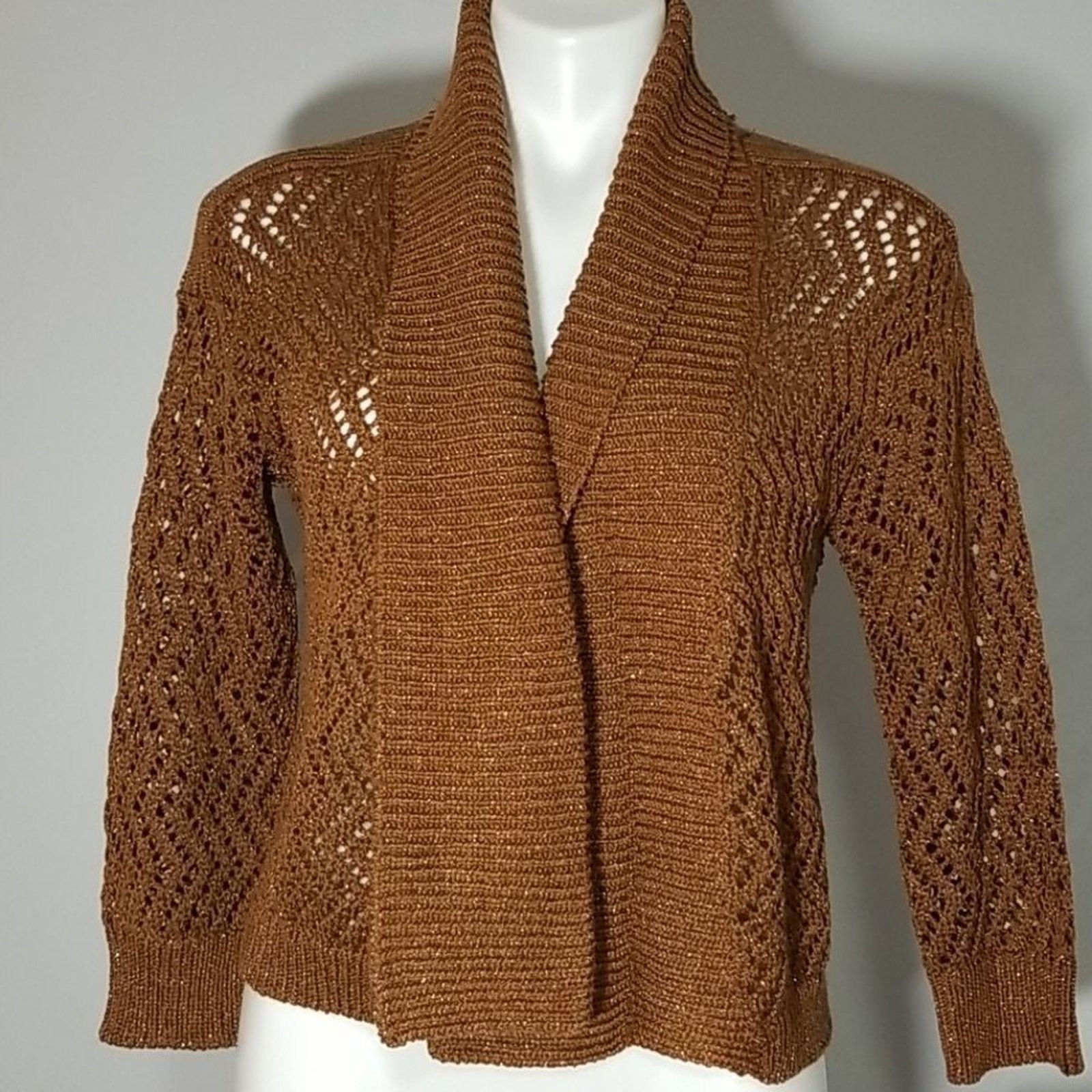 Other NWT Ellen Tracy Shaw Collar Crocheted Shrug Cardigan Size XS / US 0-2 / IT 36-38 - 1 Thumbnail