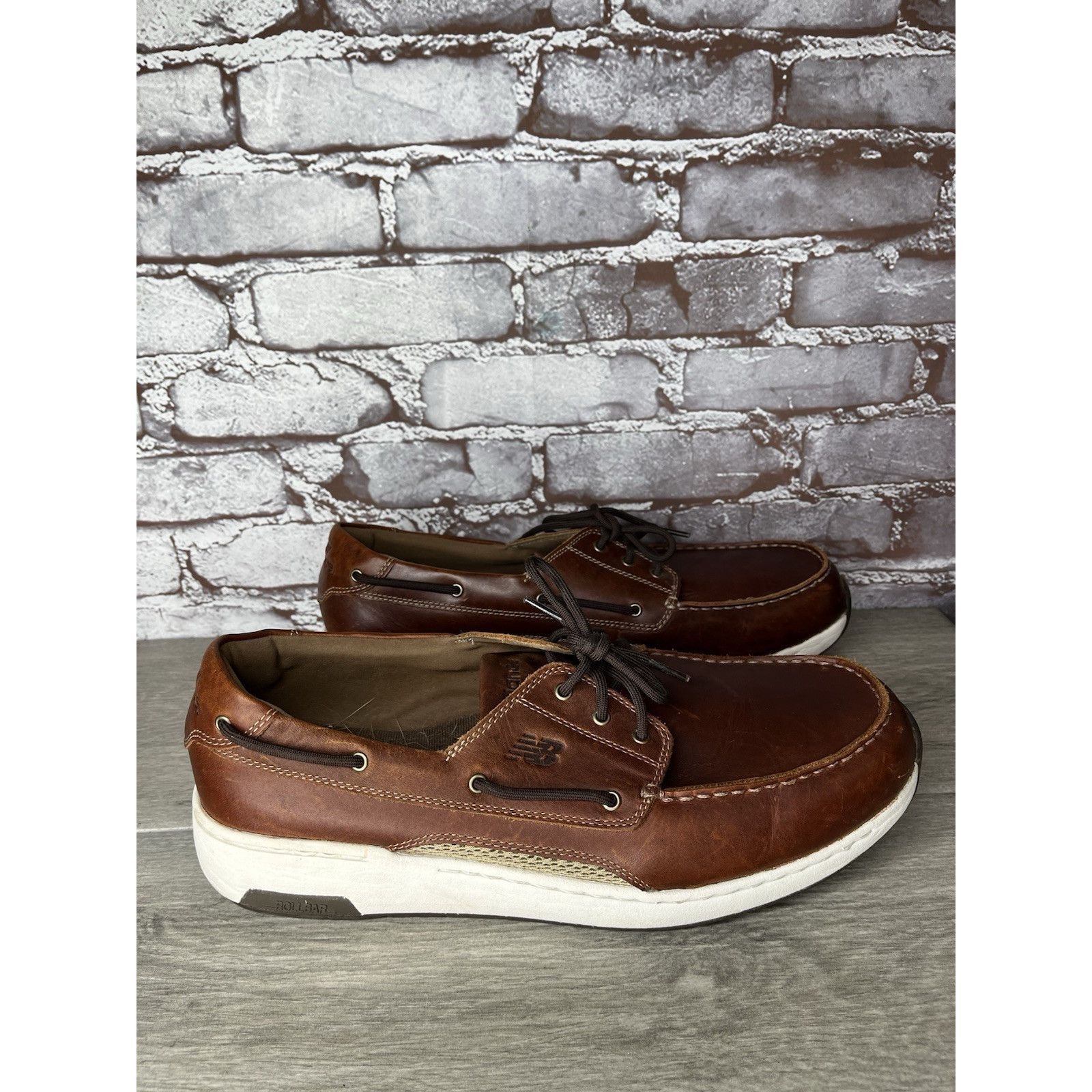 New Balance New Balance Brown Leather Lace Walking Deck Loafers Men Sz 1 Size US 12.5 / EU 45-46 - 20 Thumbnail