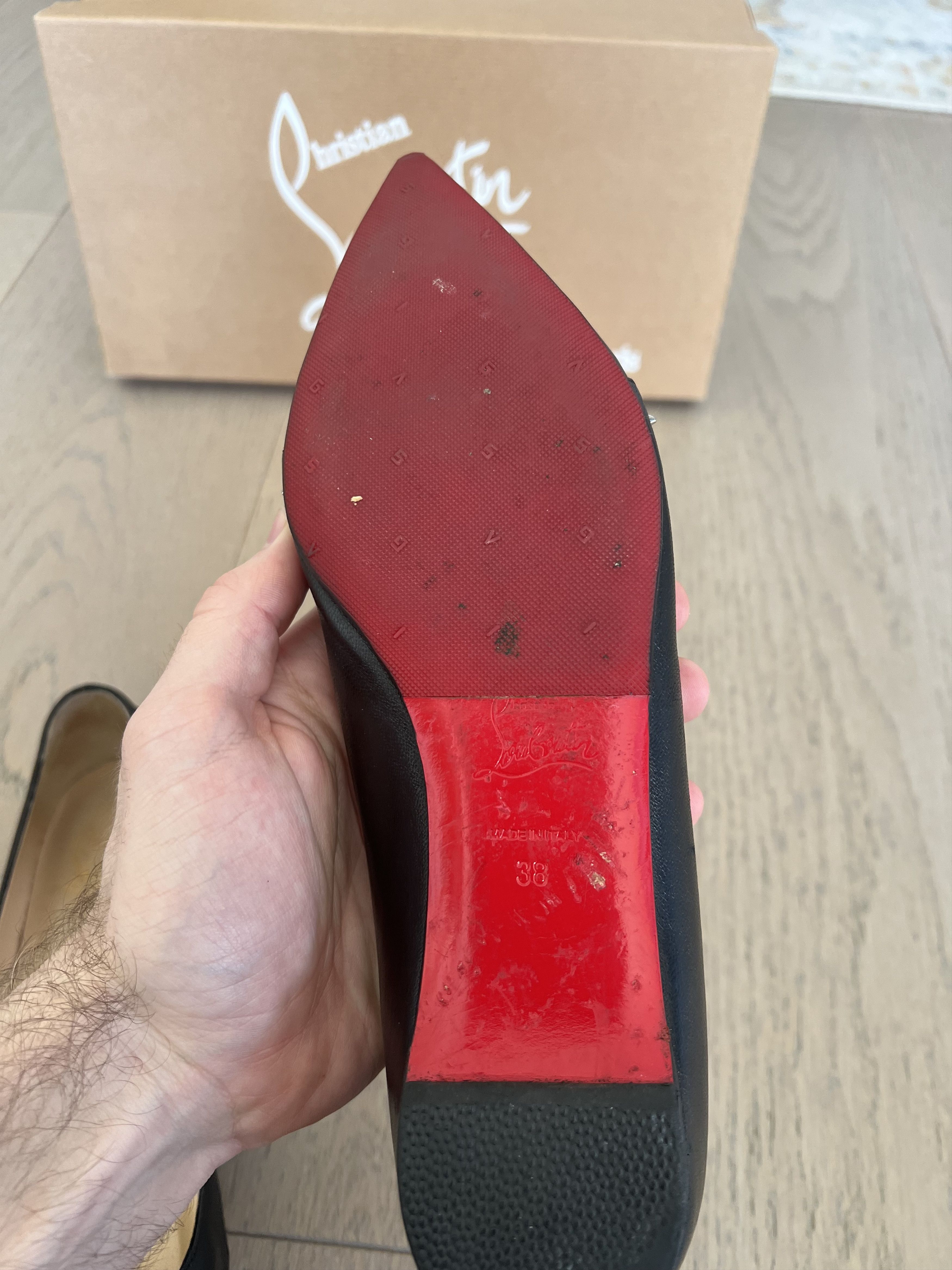 Christian Louboutin Christian Louboutin black leather ballet flats with spikes Size US 7 / IT 37 - 4 Thumbnail