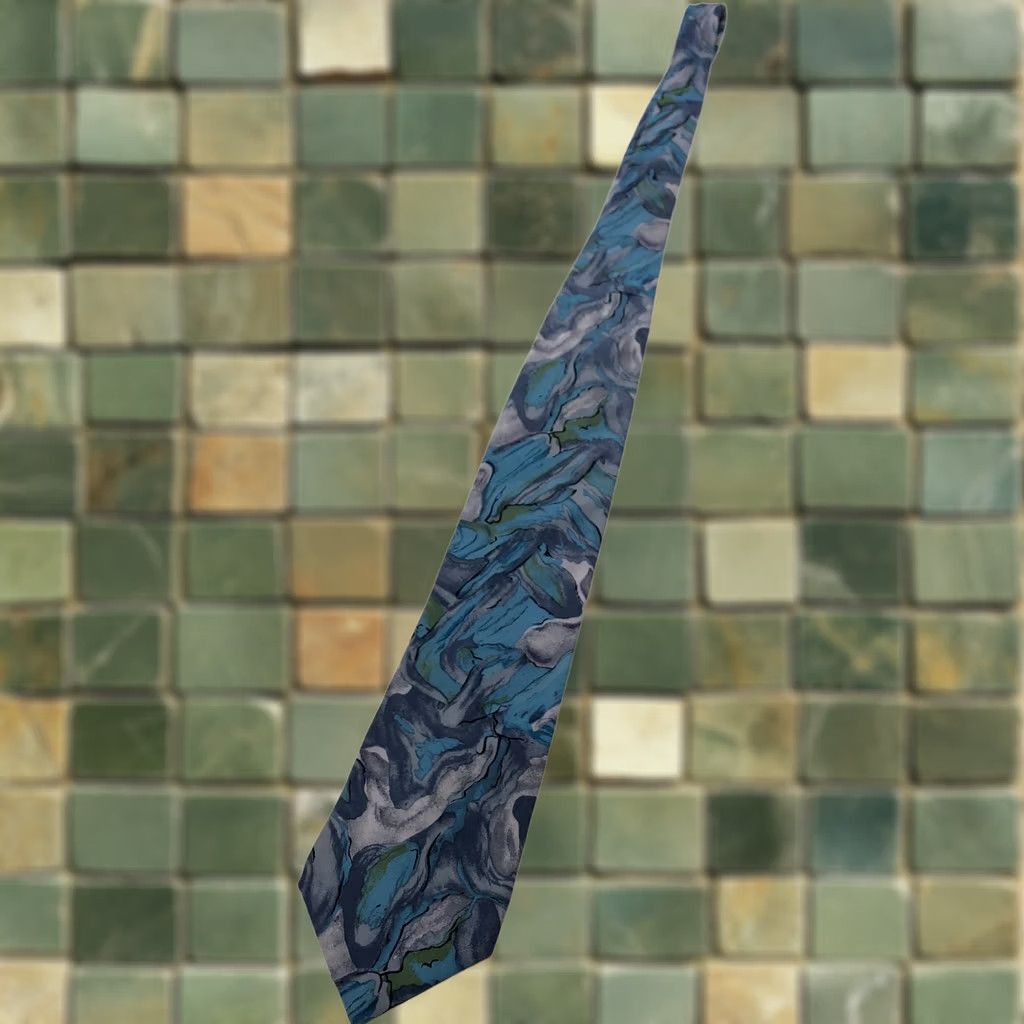 Vintage J. Garcia Neck Tie 100% Silk Geometric Abstract Blue 58 Inch By 3.5" Men Size ONE SIZE - 1 Thumbnail