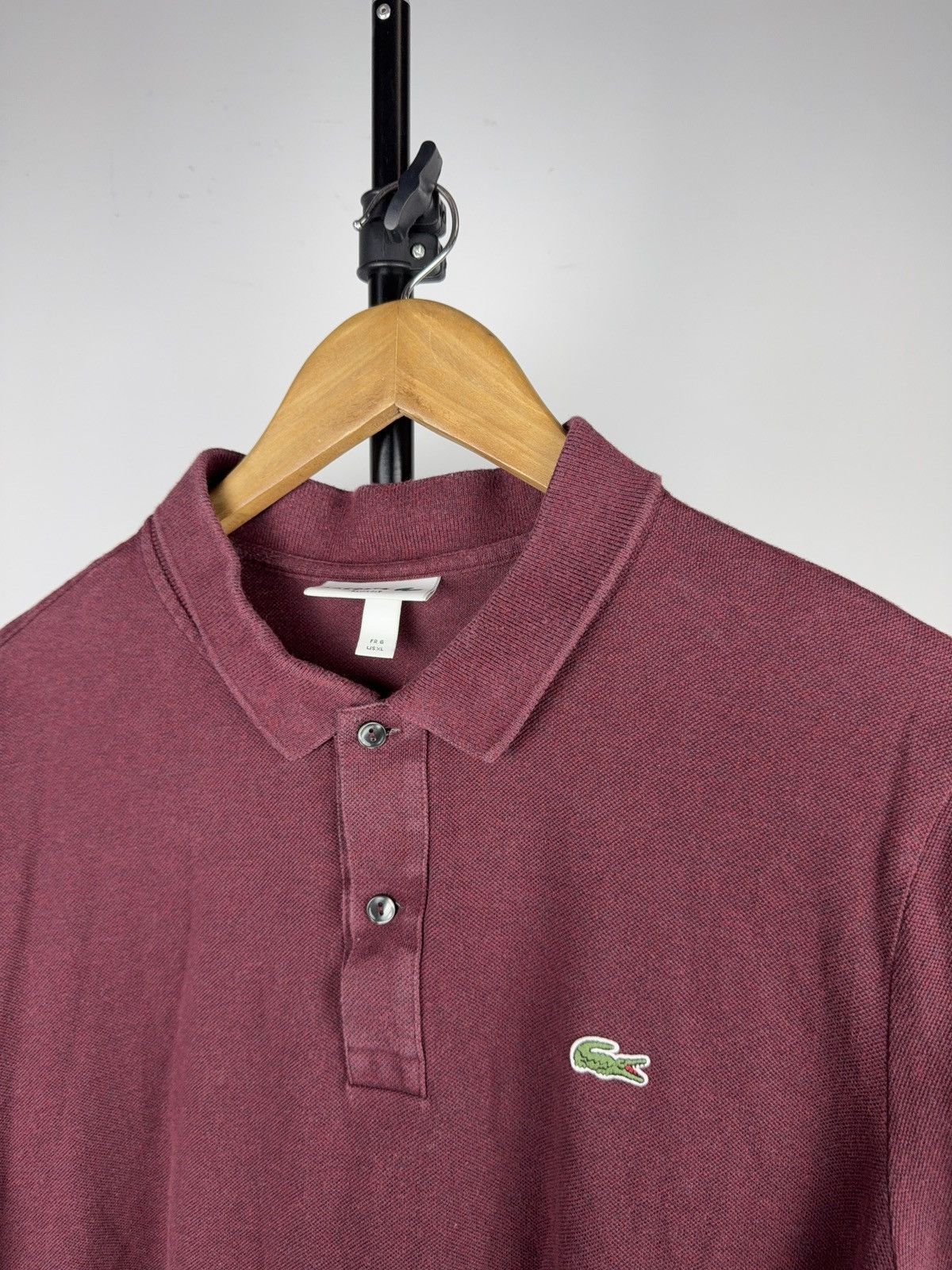 Lacoste Luxury Lacoste Burgundy Polo Shirt Classic Crocodile Logo Size US XL / EU 56 / 4 - 3 Thumbnail