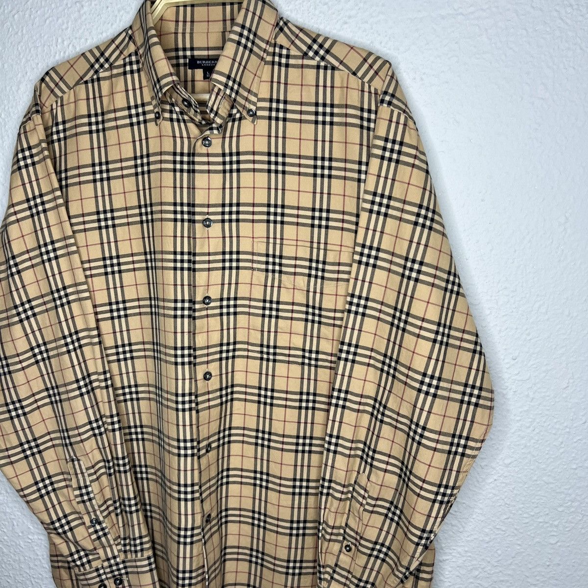 Burberry × Vintage Burberry London Nova Check Pattern Button Up Shirt Beige Size US L / EU 52-54 / 3 - 3 Thumbnail