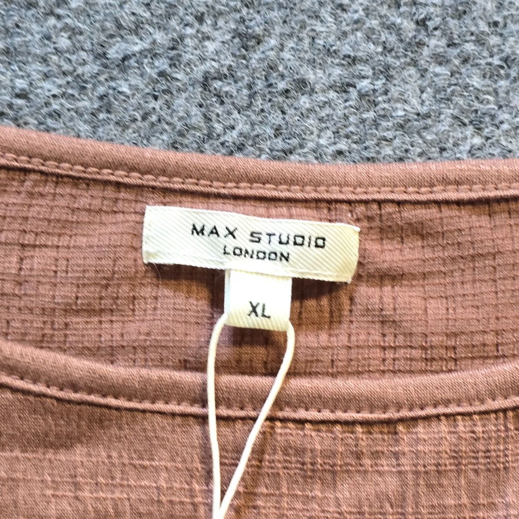 Vintage Max Studio Sweater Women XL Brown Texture Short Sleeve Stretch Boxy Capsule Blouse Knit Size XL / US 12-14 / IT 48-50 - 3 Thumbnail