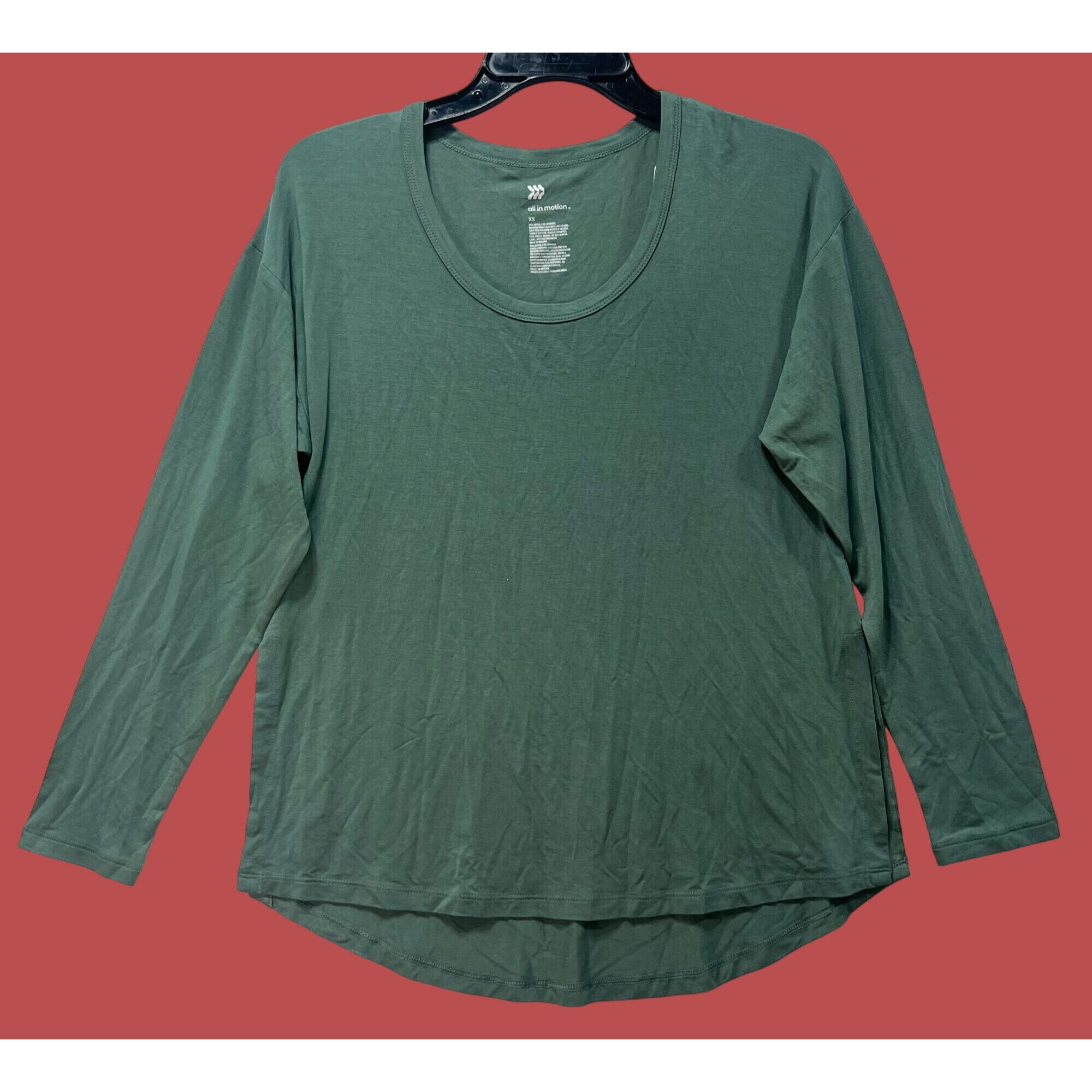 Other All In Motion - Women's Side Slit Long Sleeve Top - Green - Size XS / US 0-2 / IT 36-38 - 3 Thumbnail