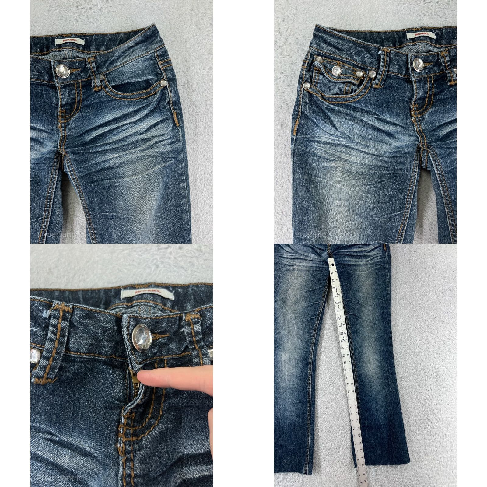Vintage Bongo Jeans Women 3 Bootcut Blue Denim Cotton 5-Pocket Distressed Zipper Stretch Vintage: No (adjust to rules) Size 26" / US 2 / IT 38 - 8 Thumbnail