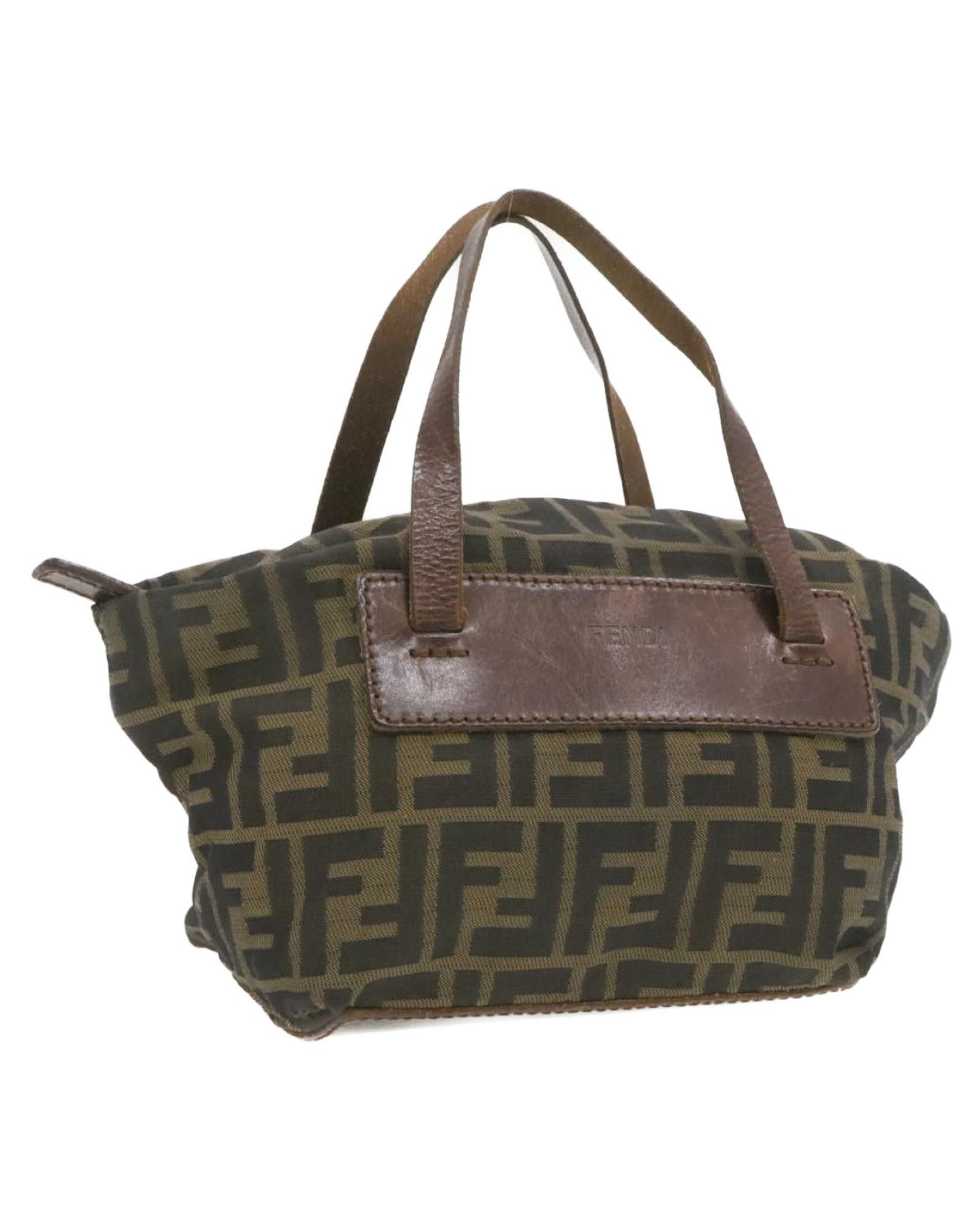 image of Fendi Zucca Canvas Hand Bag - Brown Black, Women's