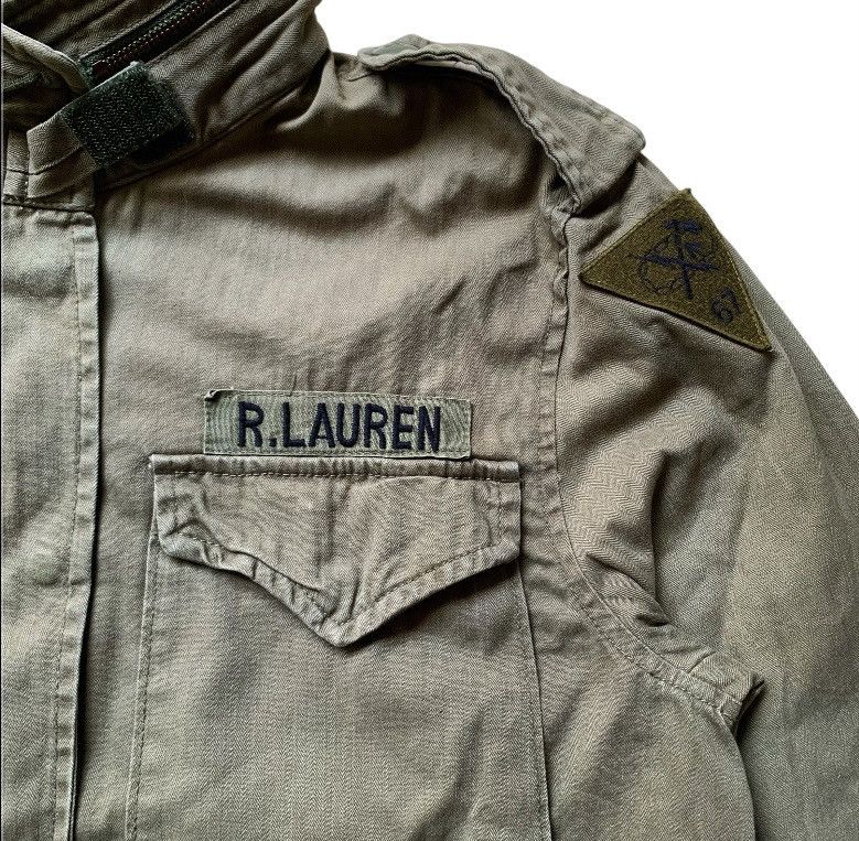 RRL Ralph Lauren olive green hbt military field jacket embroidered patches. Size US M / EU 48-50 / 2 - 4 Thumbnail