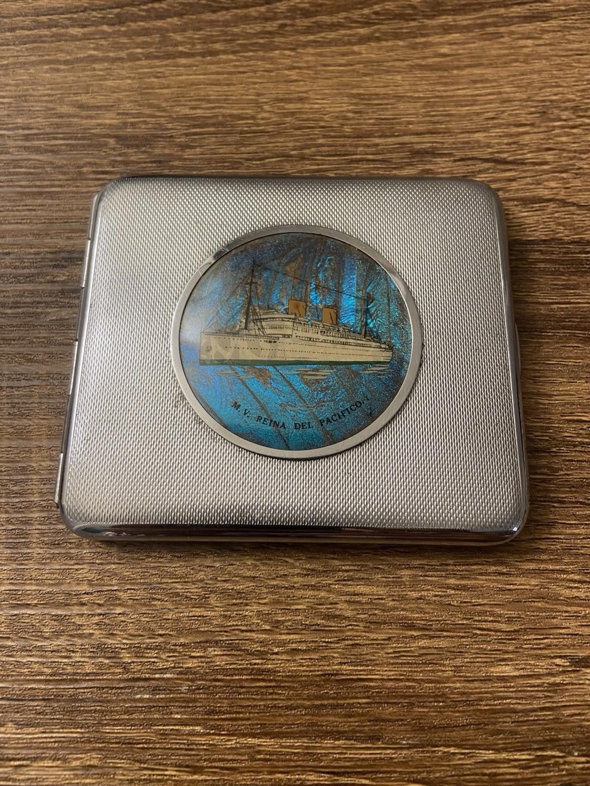 Other Vtg Blue Morpho Butterfly Chrome Silver Ship Cigarette Case Size ONE SIZE - 3 Thumbnail