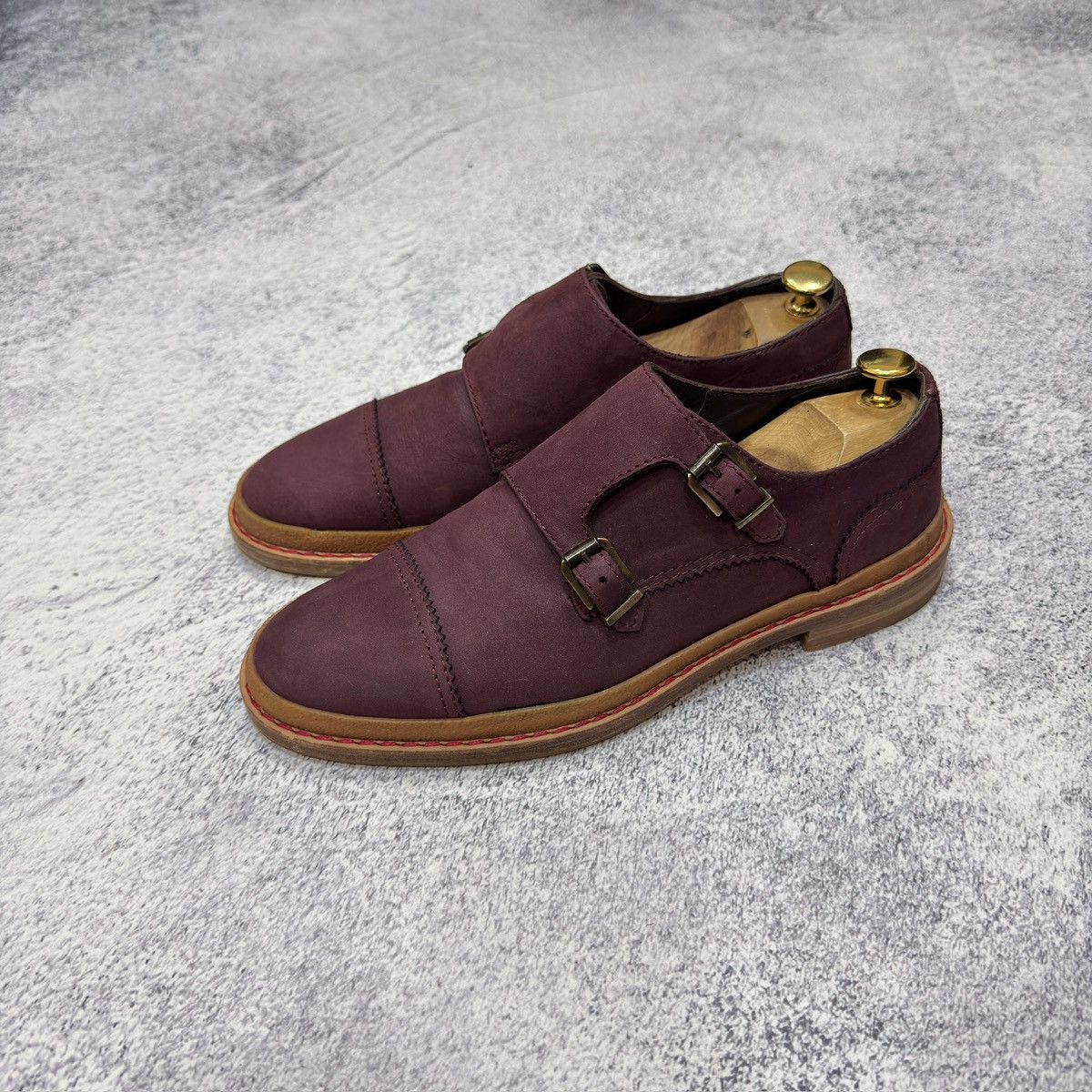 Pollini Pollini Mens Nubuck Leather Double Monk Shoes US9 UK8 EU42 Size US 9 / EU 42 - 1 Thumbnail