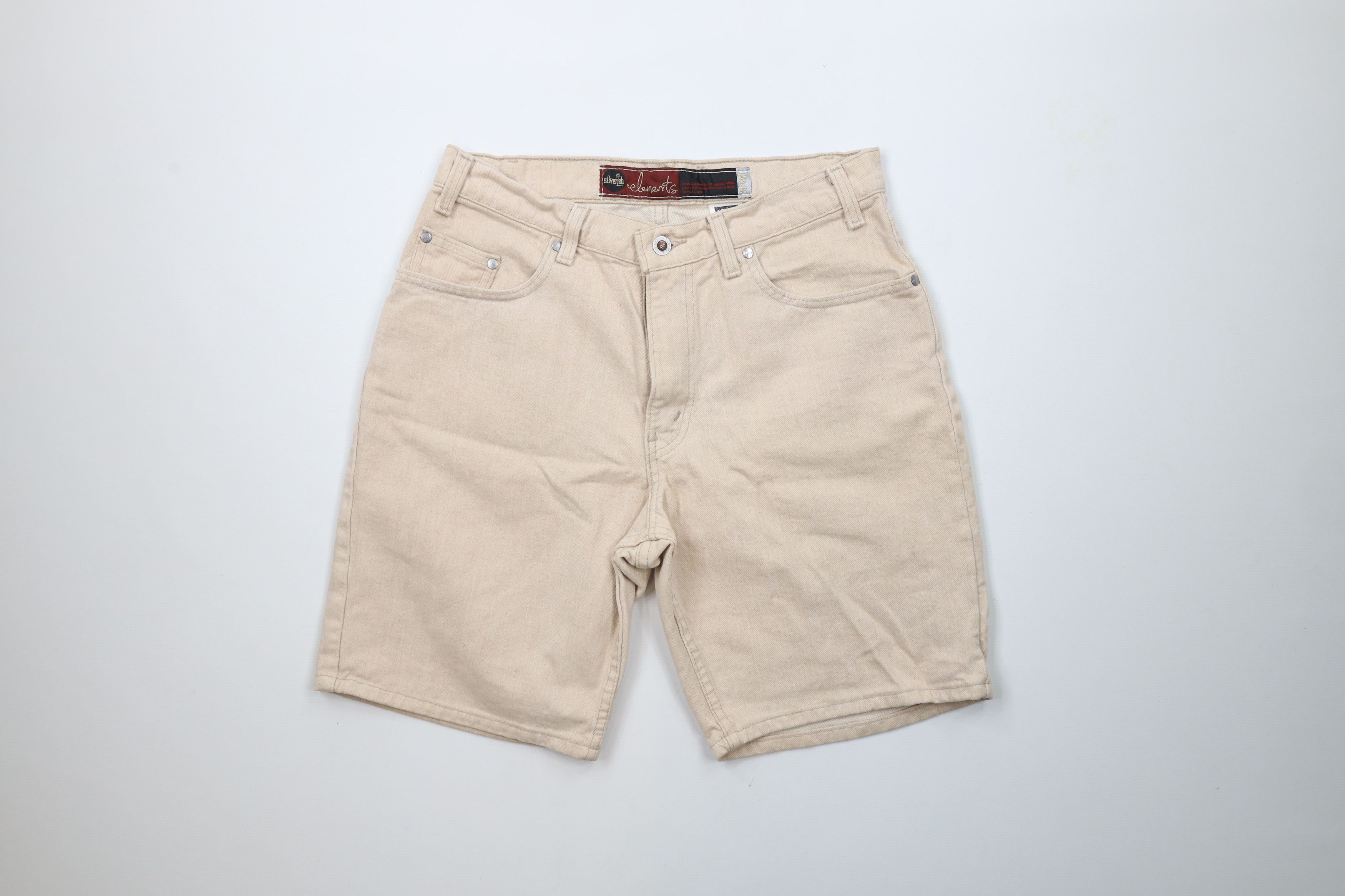 Levi's × Vintage Vintage 90s Levis Silvertab Denim Shorts Jorts Beige USA Size US 32 / EU 48 - 1 Thumbnail