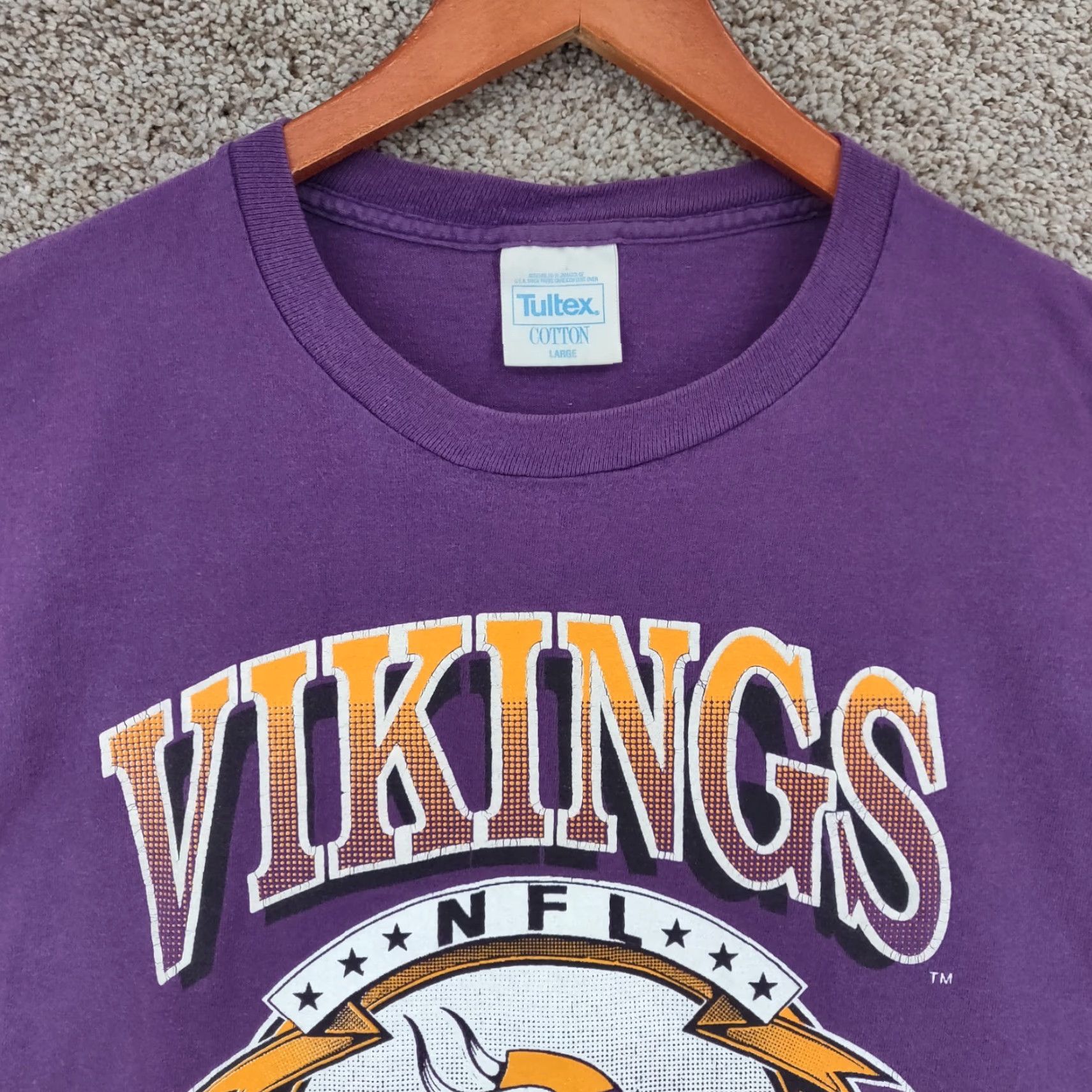 Tultex Vintage Minnesota Vikings T-Shirt Men Large Purple NFL 90s Football Cotton Logo NFL USA Size US L / EU 52-54 / 3 - 2 Thumbnail