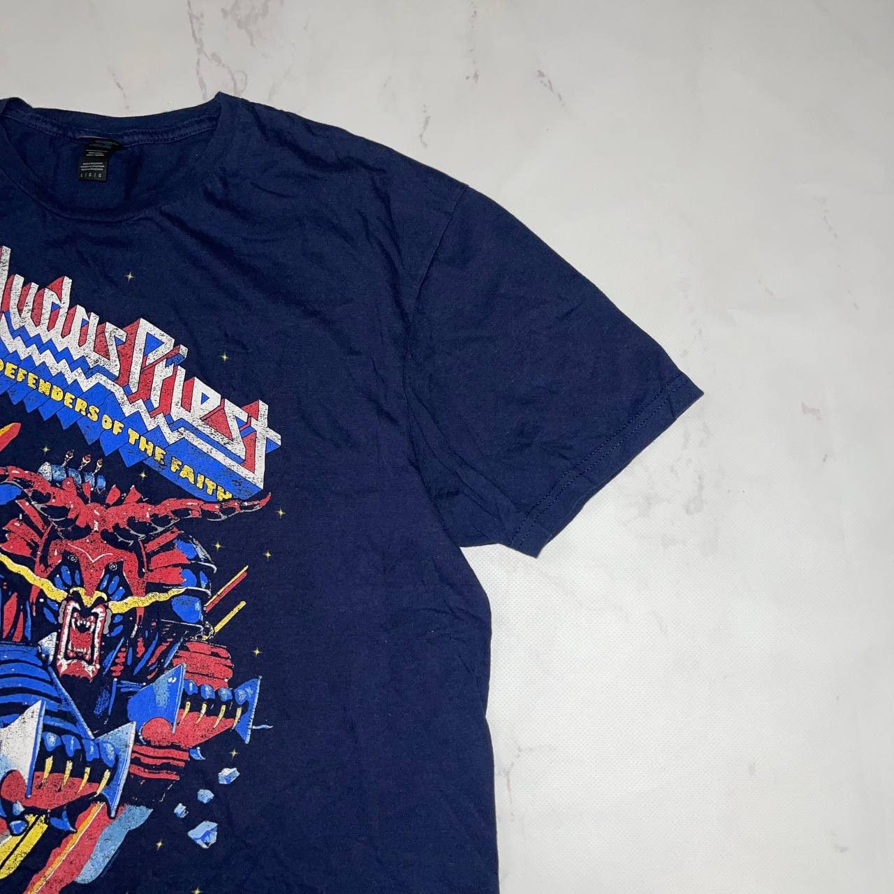 Vintage Band Tees × Vintage Defenders of The Faith Sz L Navy Tee Size US L / EU 52-54 / 3 - 5 Thumbnail