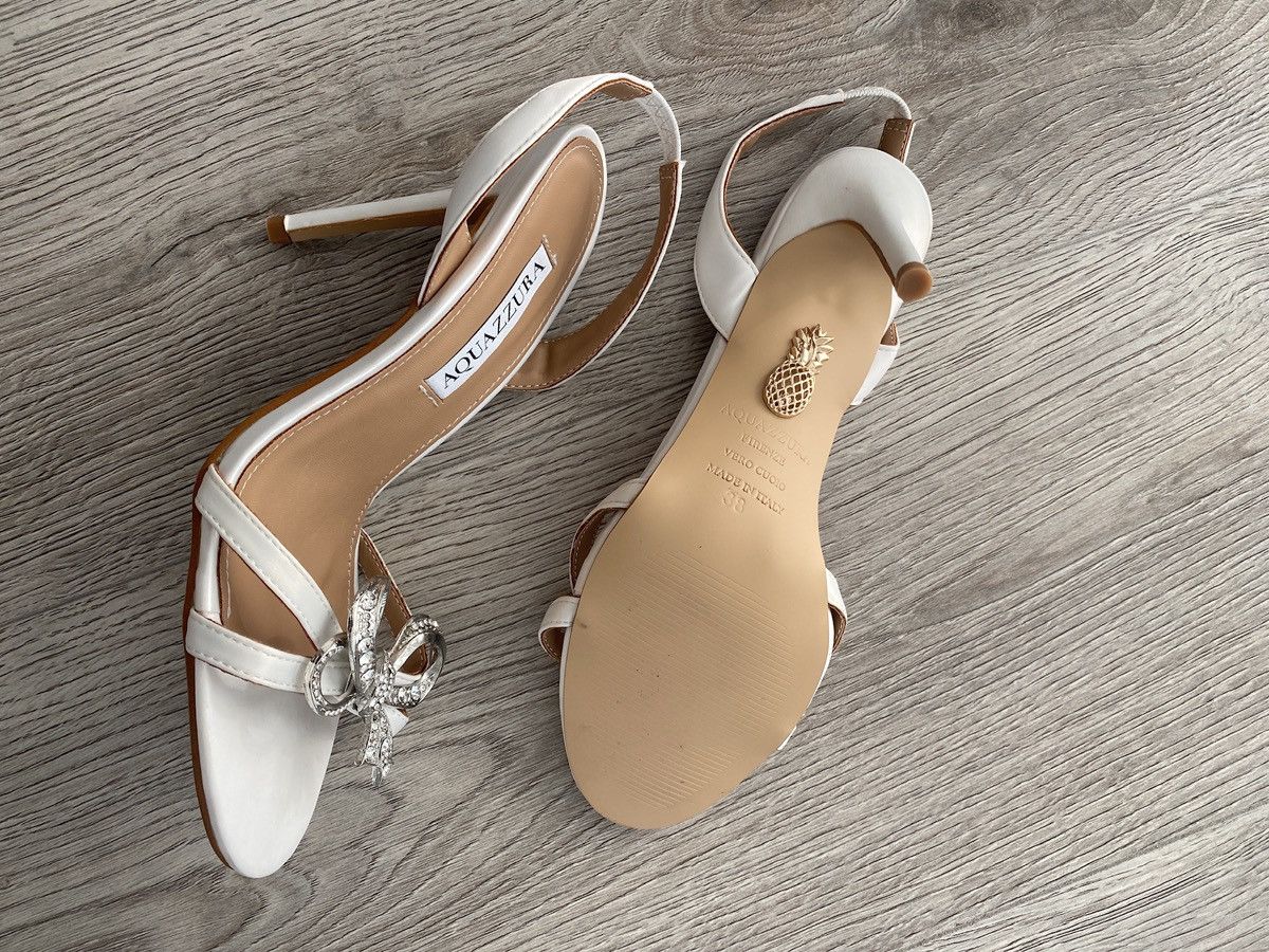 Aquazzura White Aquazurra Babe Sandals 85 heels Size US 8 / IT 38 - 4 Thumbnail