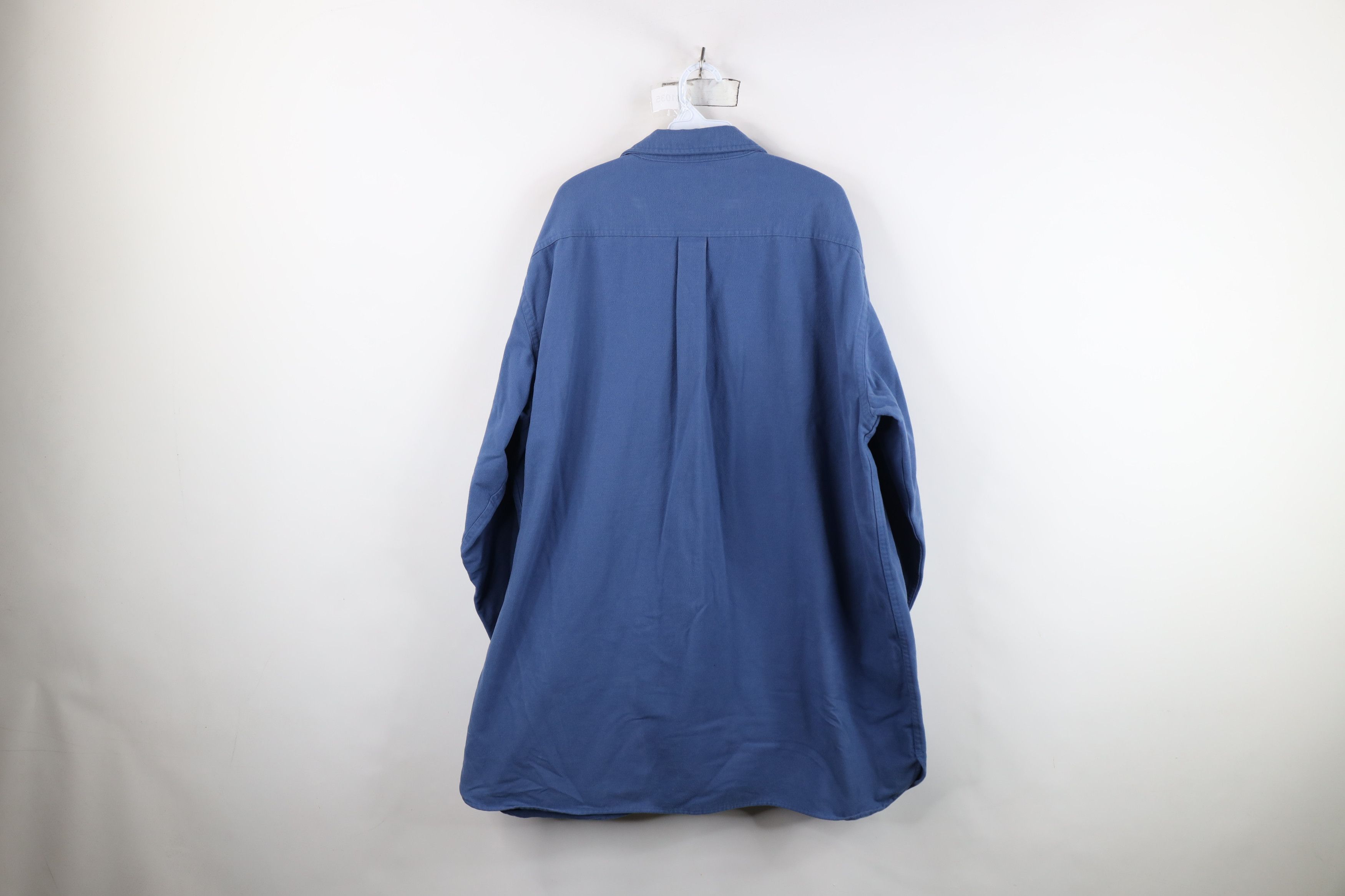 L.L. Bean Vintage 90s LL Bean Heavy Chamois Cloth Button Shirt Blue Size US XXL / EU 58 / 5 - 11 Thumbnail