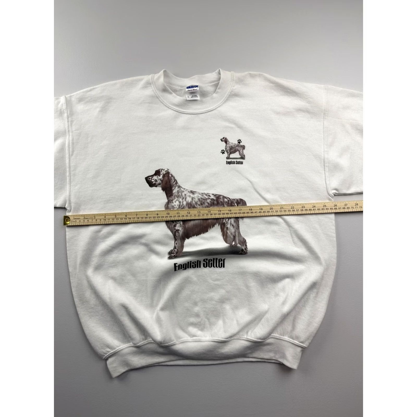 Gildan Gildan Sweatshirt Mens XL White Fleece English Setter Dog Graphic Pullover Size US XL / EU 56 / 4 - 5 Thumbnail