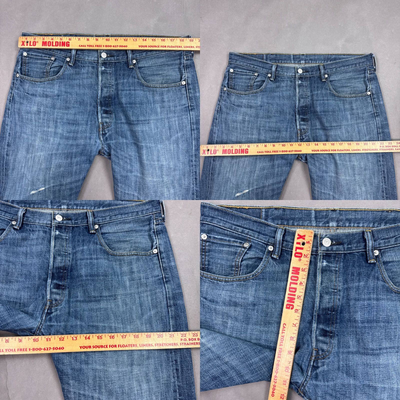 Levi's VINTAGE Levis 501 Jeans Men Blue Button Fly Denim Pants Thrashed Faded Washed Out 501 Series Regular 38x30 Mens Jeans Size US 38 / EU 54 - 9 Thumbnail