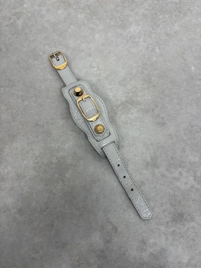 Balenciaga 2000s Balenciaga Grey Leather City Bracelet Size ONE SIZE - 4 Thumbnail