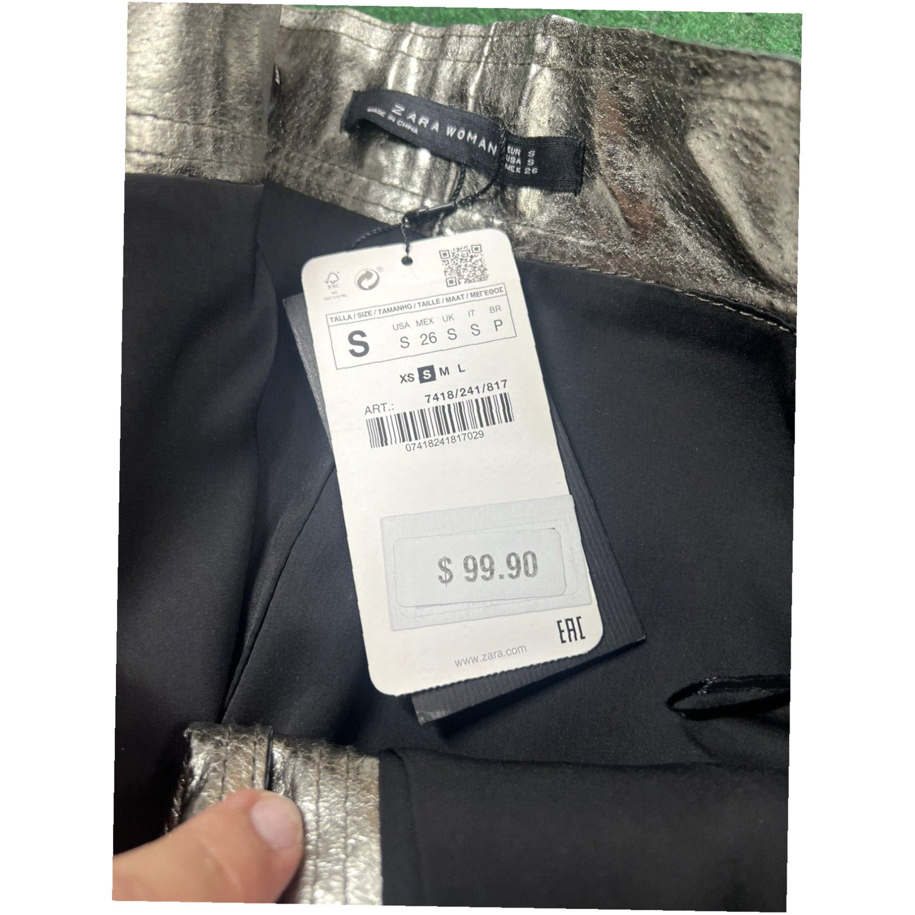 Zara Zara Woman Metallic Silver Skirt Size Small Never Worn New W Rags $99 Size 28" / US 6 / IT 42 - 5 Thumbnail