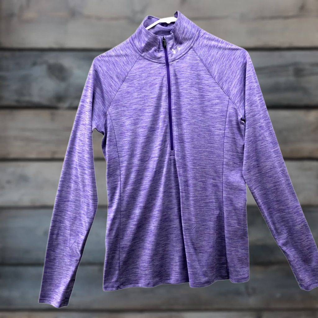 Under Armour VINTAGE Under Armour HeatGear Long Sleeve Active Shirt Womens M Purple Fitted 1/2 Zip Size M / US 6-8 / IT 42-44 - 1 Thumbnail