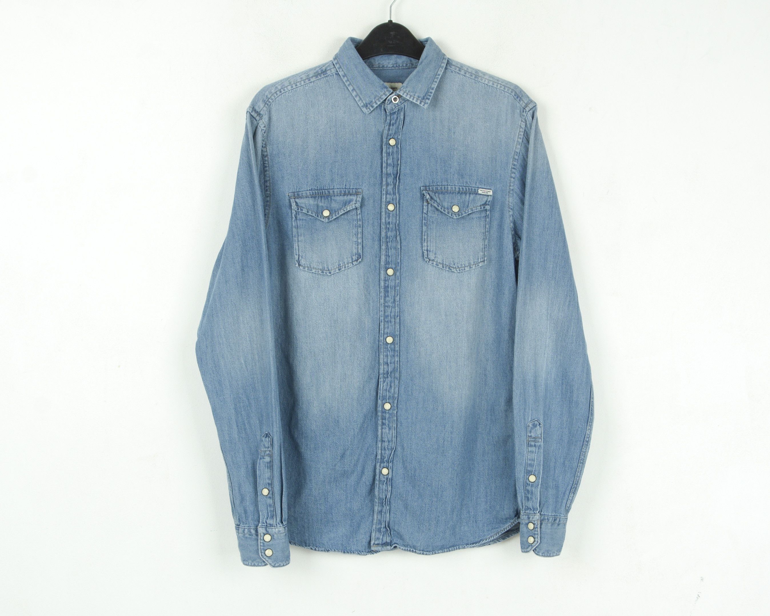 Jack & Jones Casual Shirt Denim Button Up Pockets Top Cotton Collared Size US S / EU 44-46 / 1 - 1 Thumbnail